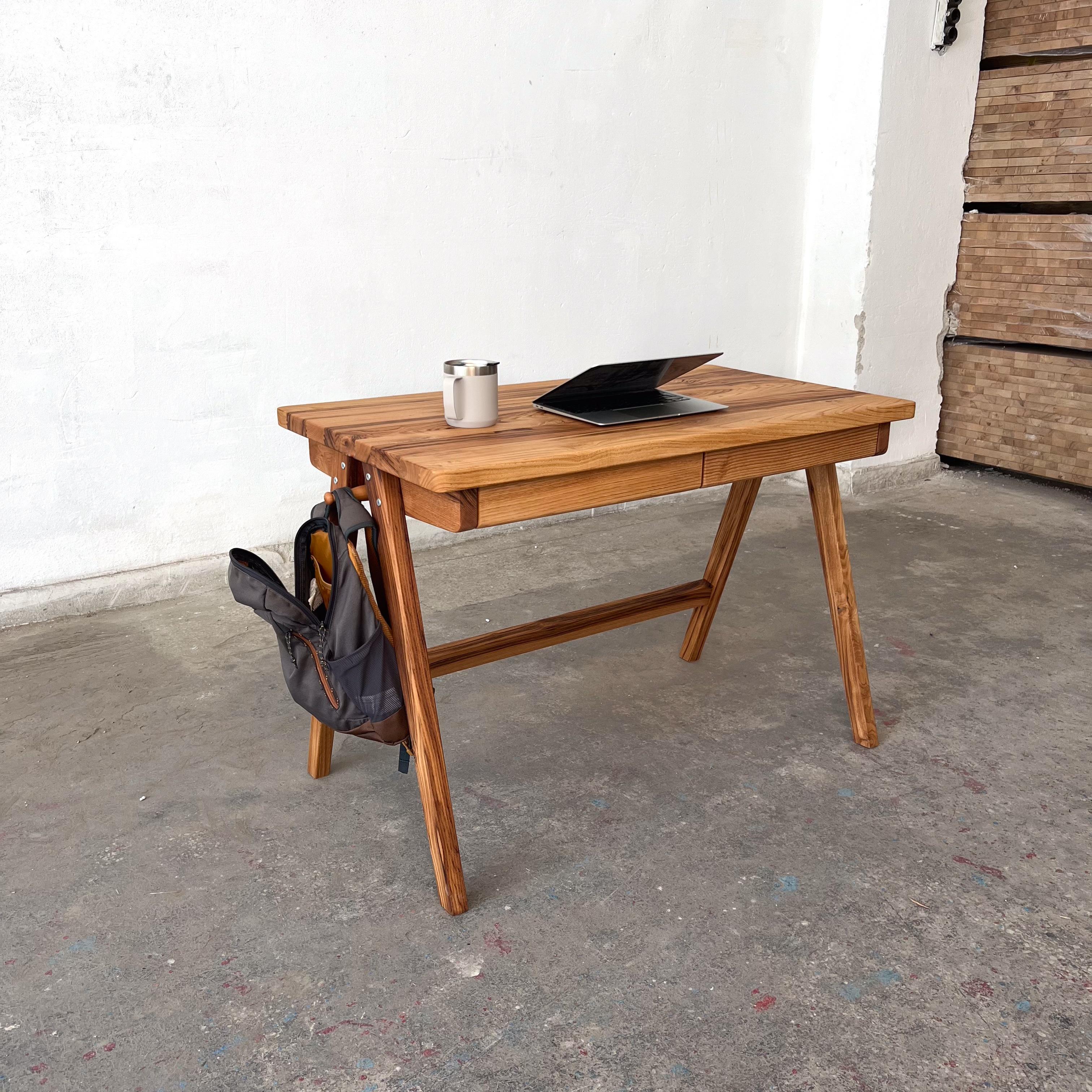 Solid Chestnut Wooden Computer&Writing Desk with 2 Drawers