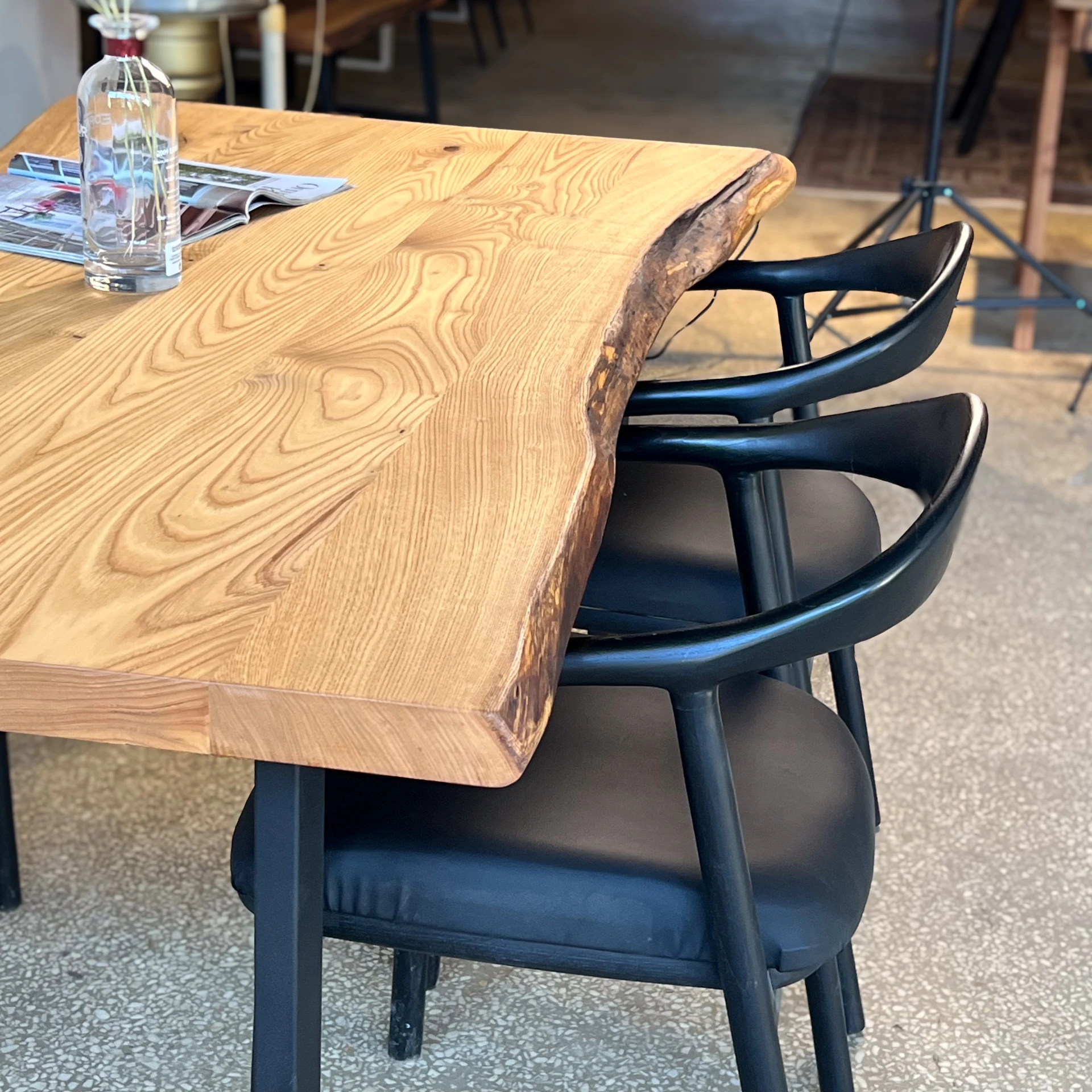 Doğal Kenar Kestane Ahşap Kütük Mutfak ve Yemek Masası