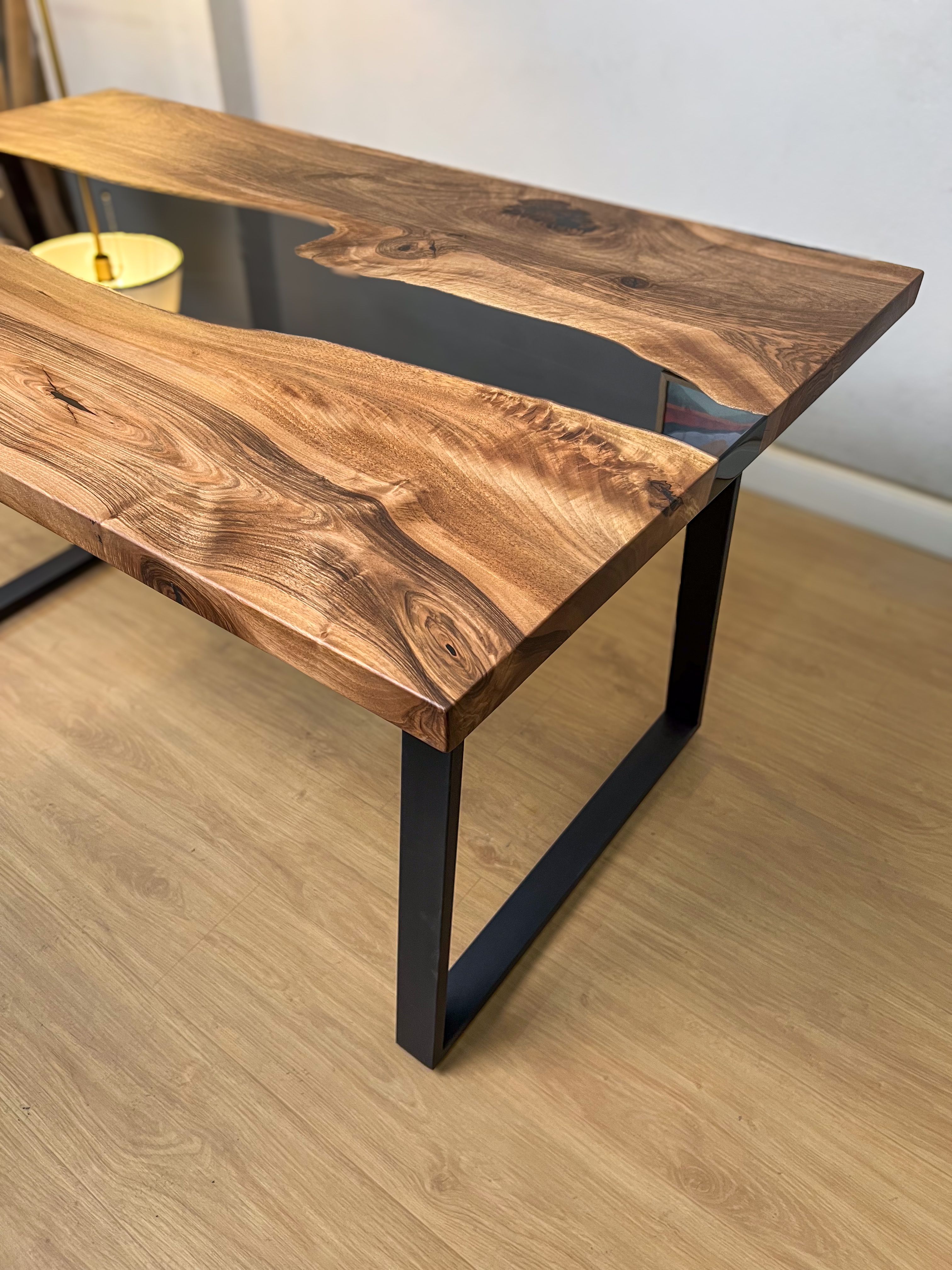 Black River Epoxy Office Desk, Solid Walnut Wood