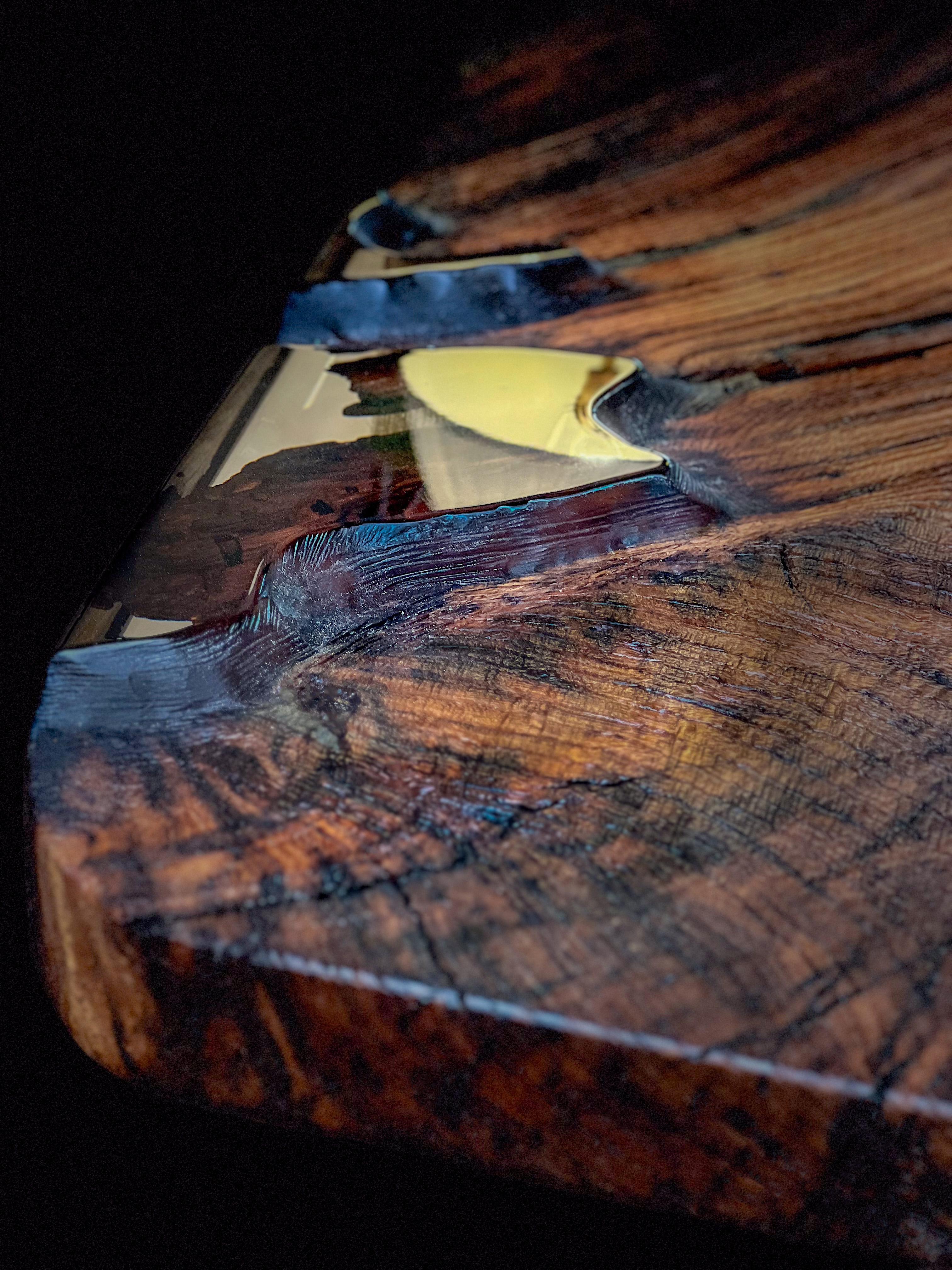 Rustic Distressed Chestnut One-of-a-kind Epoxy Coffee Table