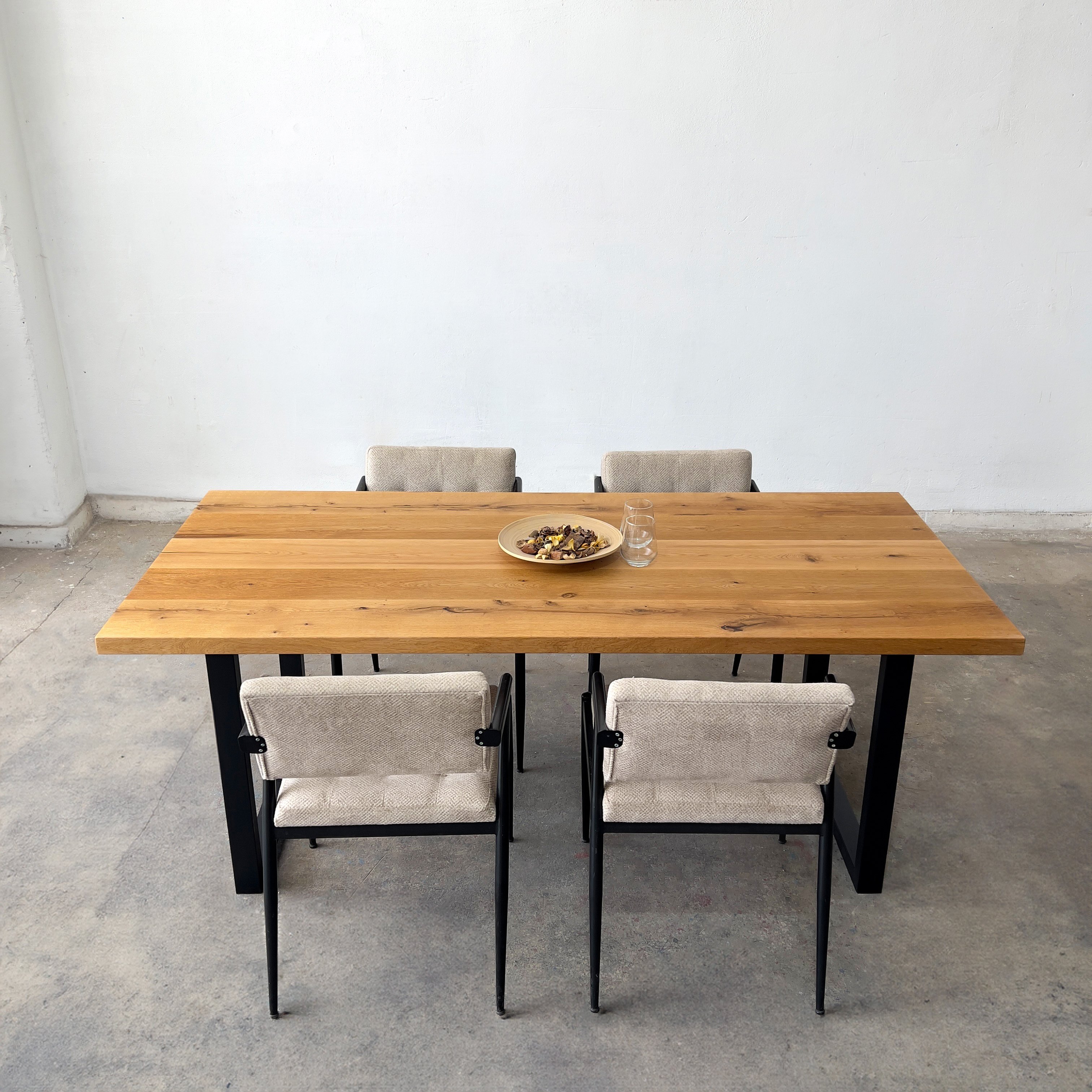 Industrial Modern Solid Oak Dining Table