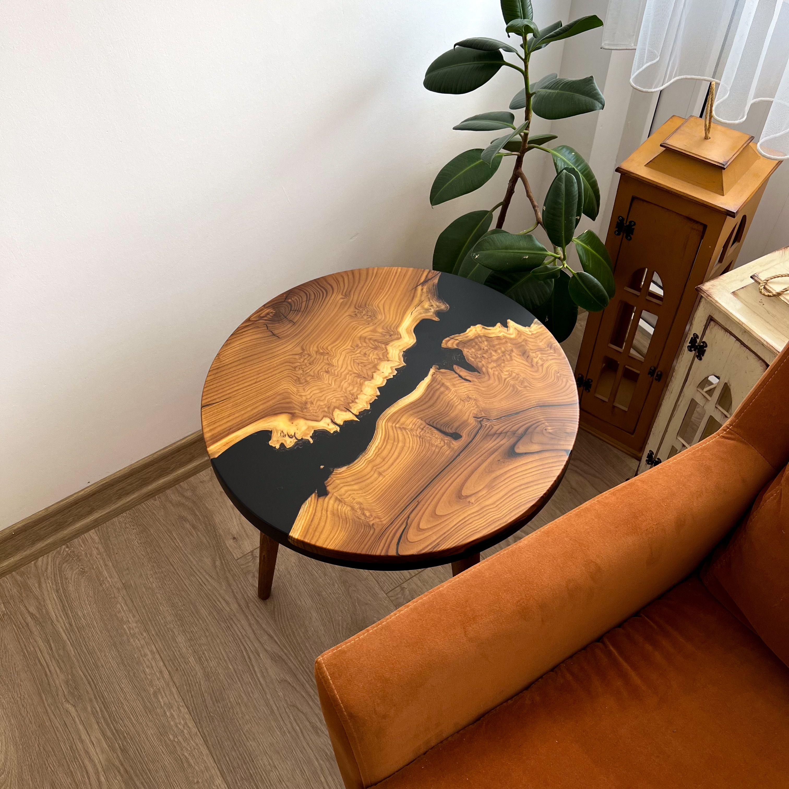 20" Round Blue Resin River Coffee & Side Table 