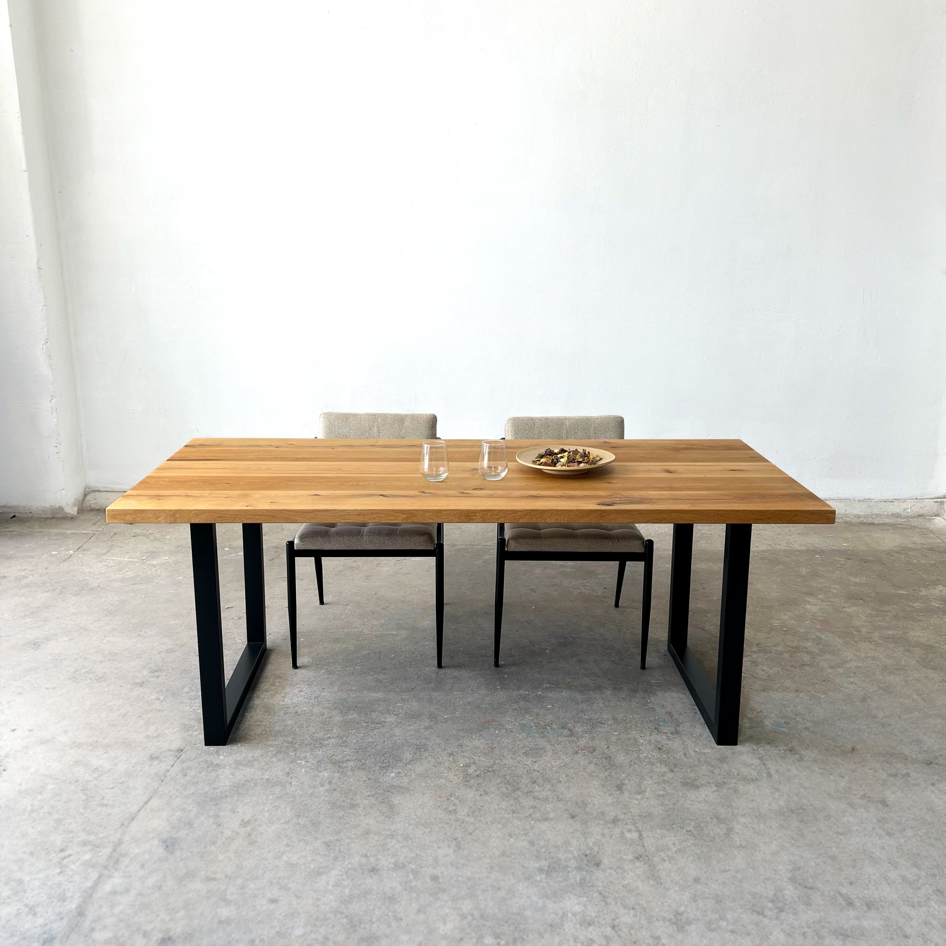 Industrial Modern Solid Oak Dining Table