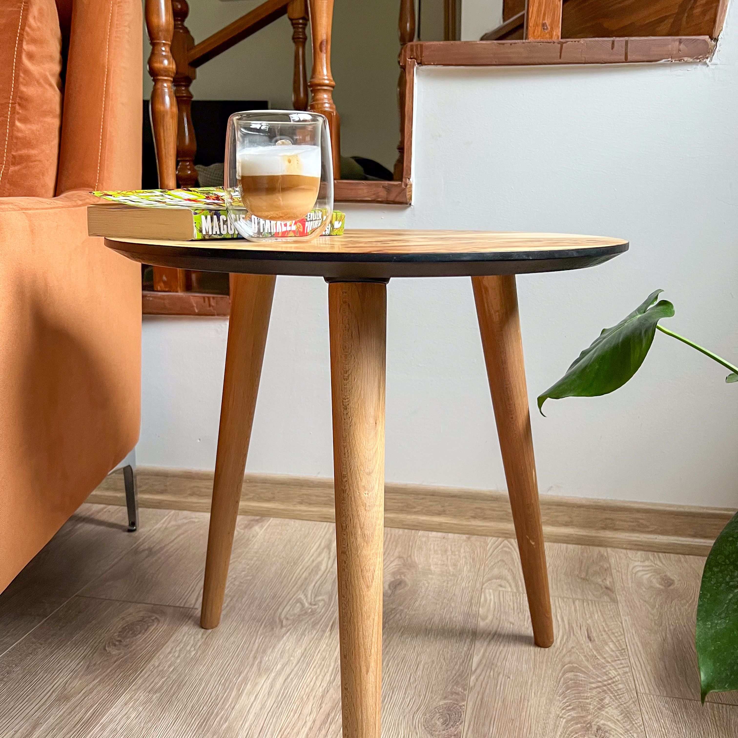 Burl Veneer Side Table – Matte Finish | Walnut or Elm