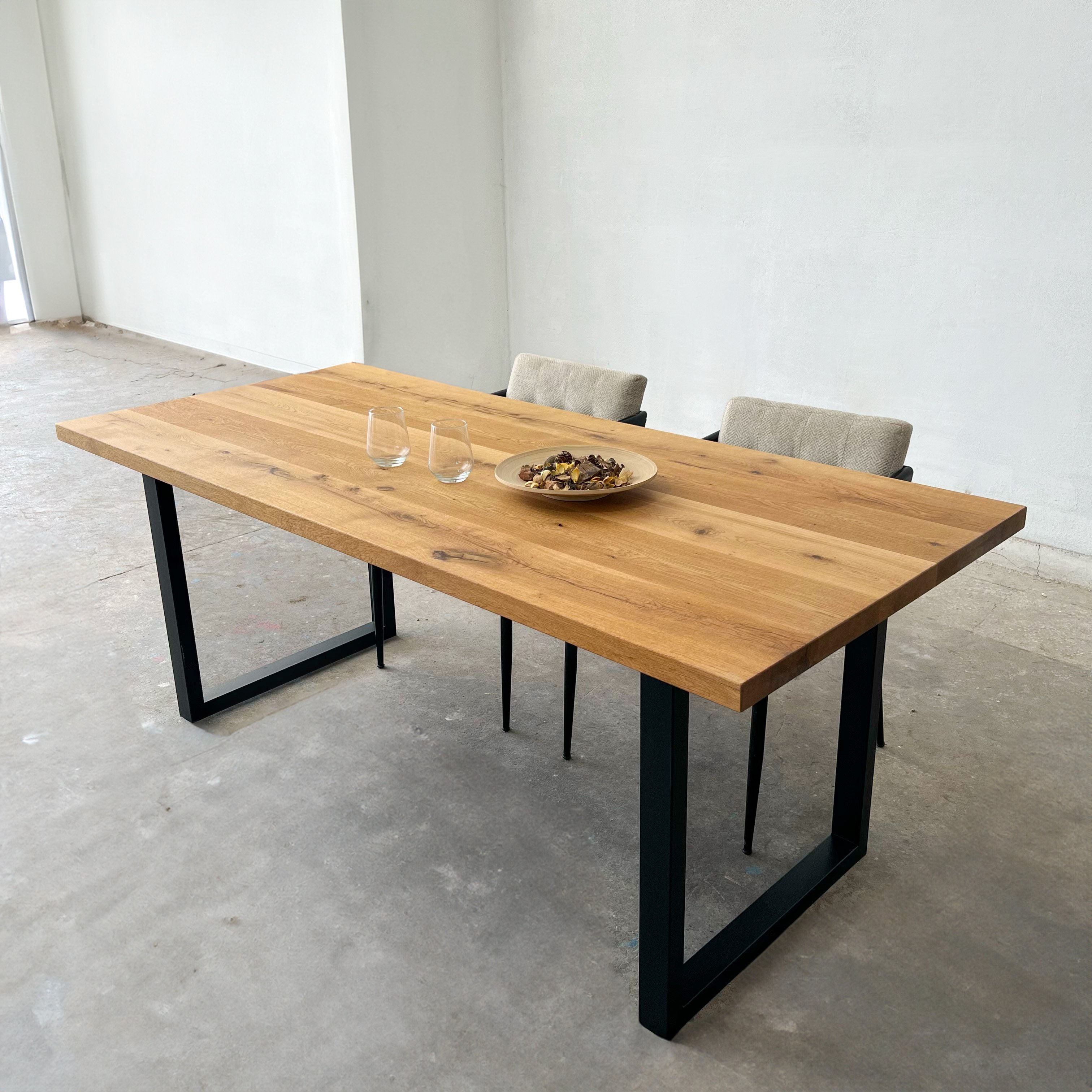 Industrial Modern Solid Oak Dining Table