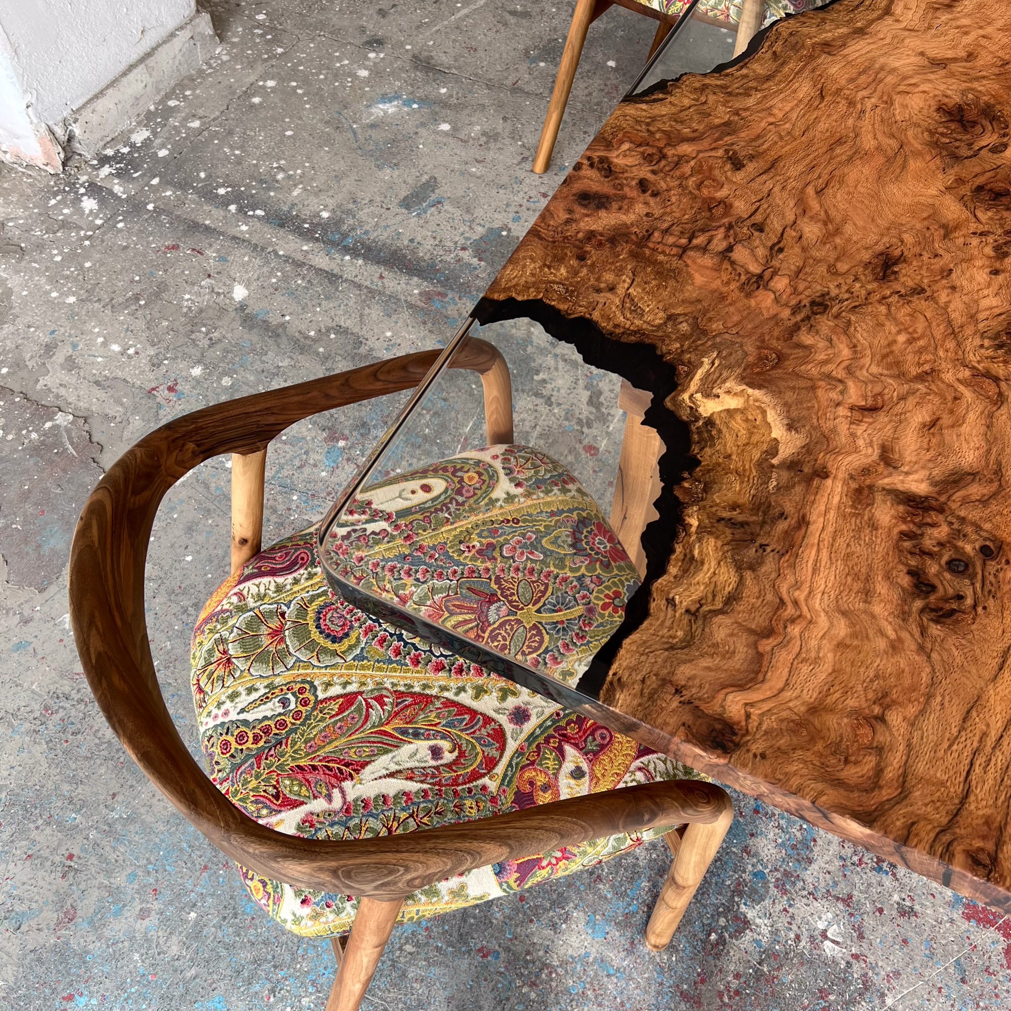 Live Edge Blue Ocean Epoxy Resin Walnut Dining Table | Kitchen Table | Office Table , Sea Table