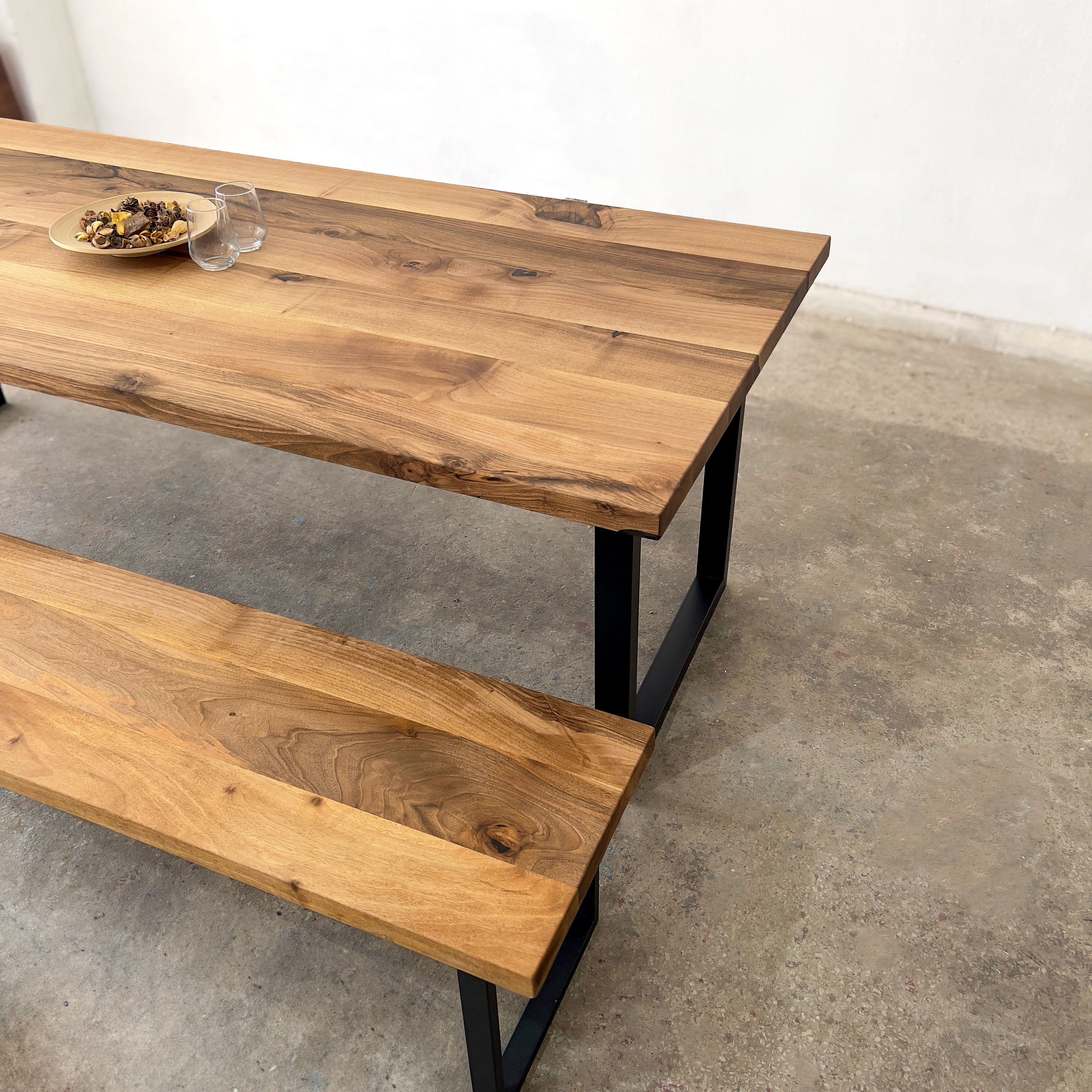 Solid Walnut Table and Matching Bench