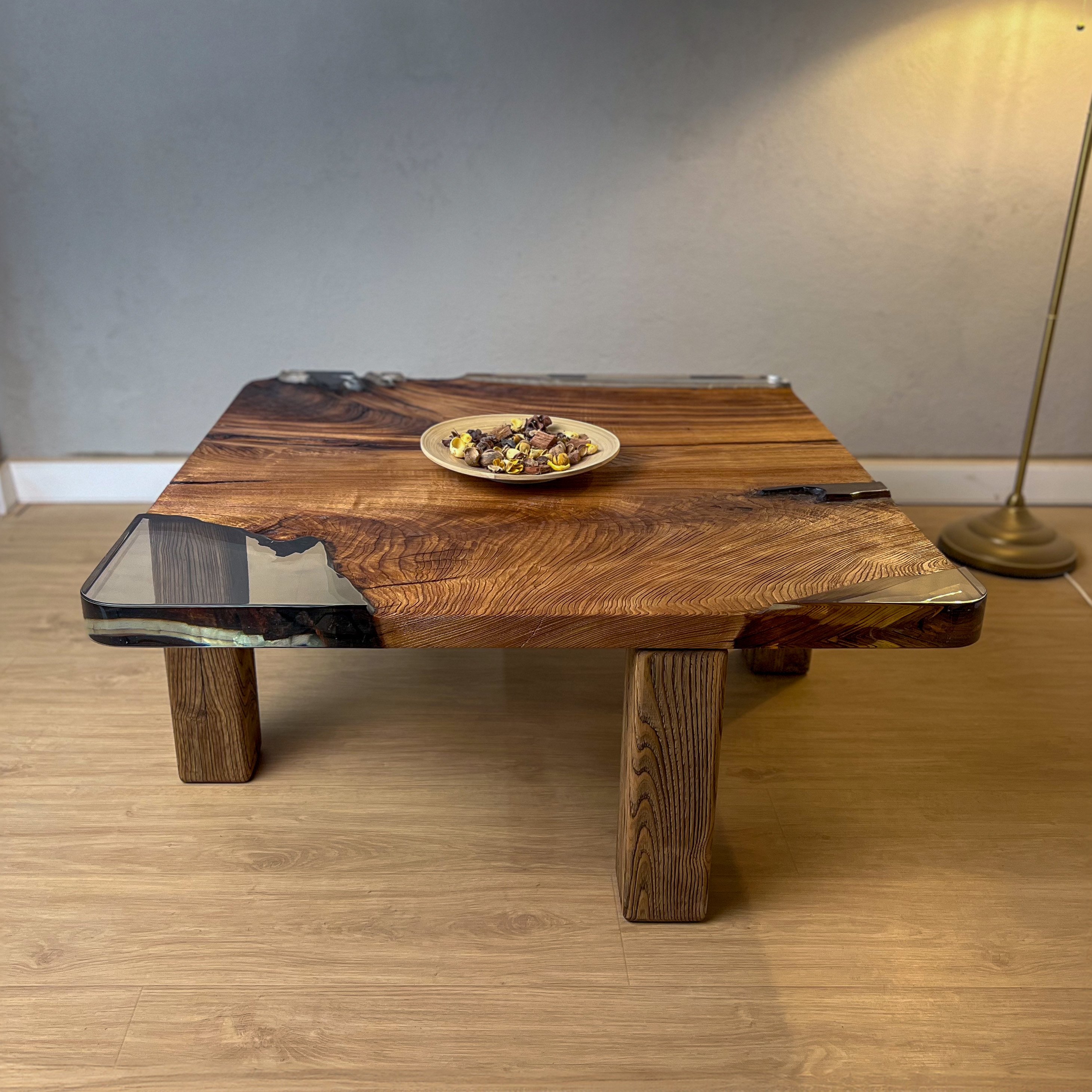 Rustic Distressed Chestnut One-of-a-kind Epoxy Coffee Table