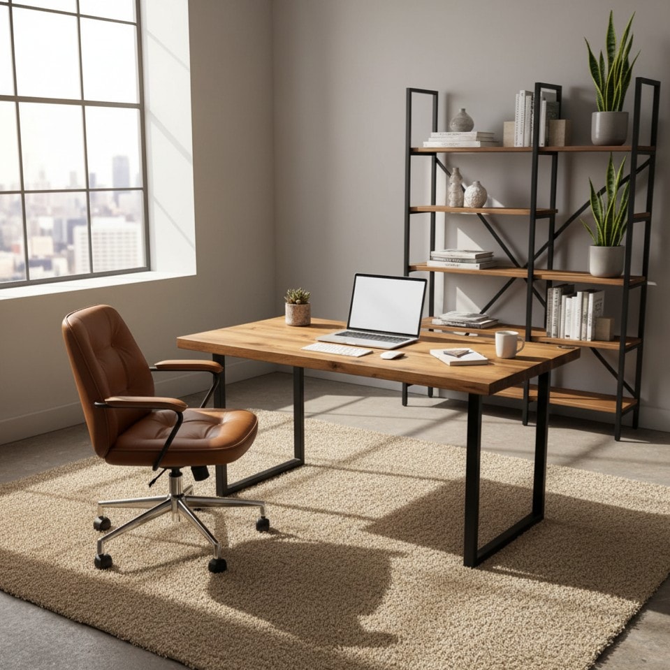 Masif Ceviz Çalışma Masası | Naturel Ceviz ve Koyu Ceviz