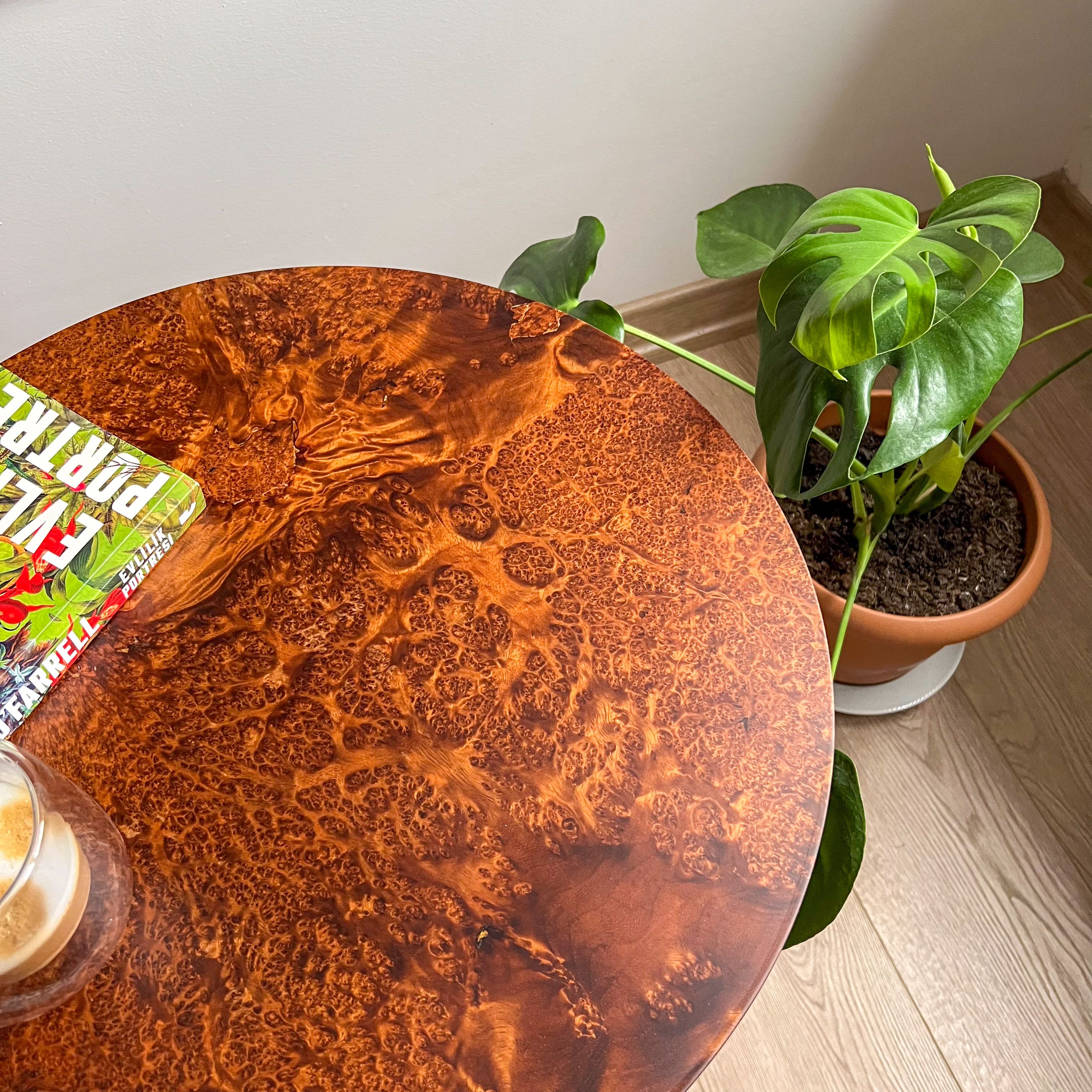 Burl Veneer Side Table – Matte Finish | Walnut or Elm