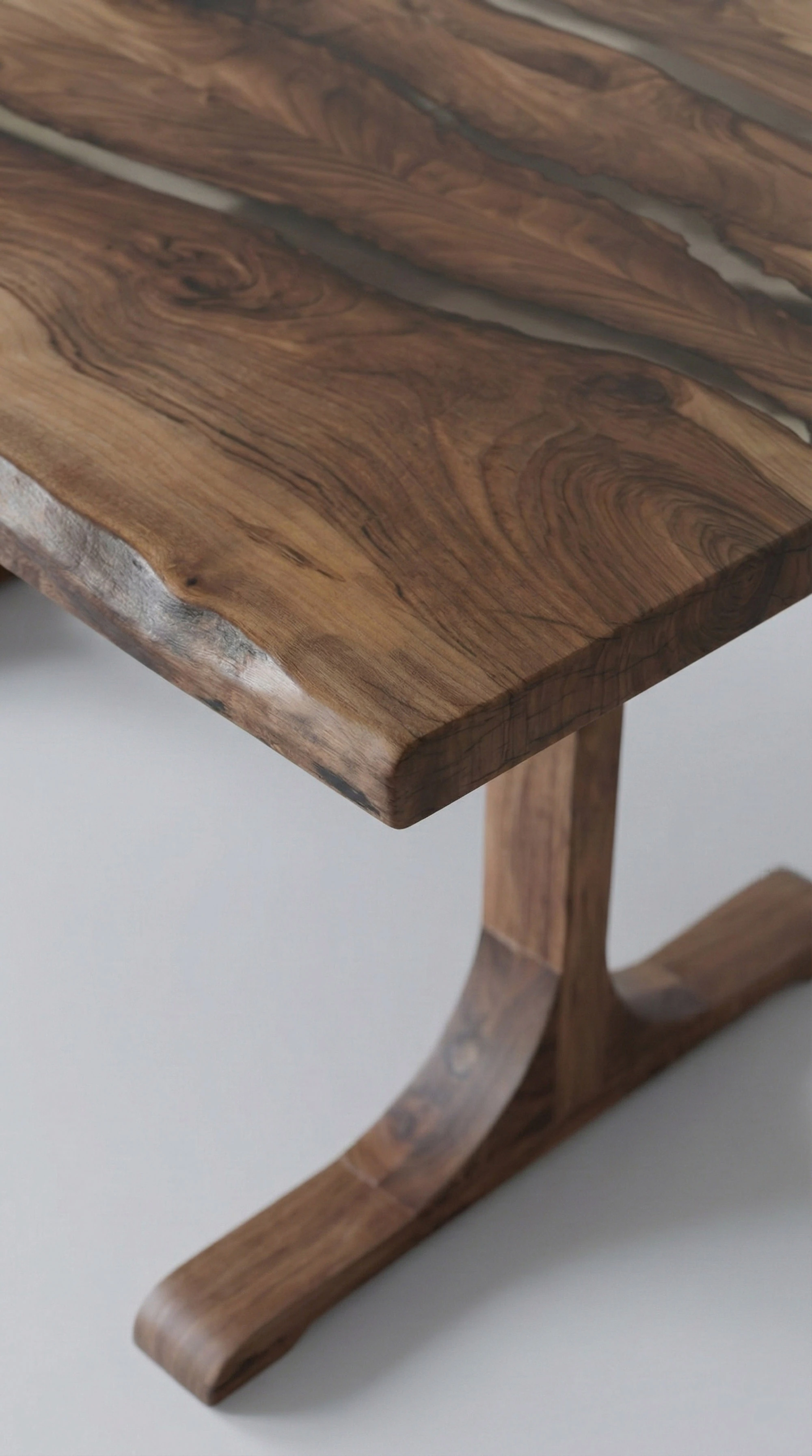 Walnut Live Edge Dining Table – Handmade Natural Wooden Table, Modern Rustic Solid Wood Design