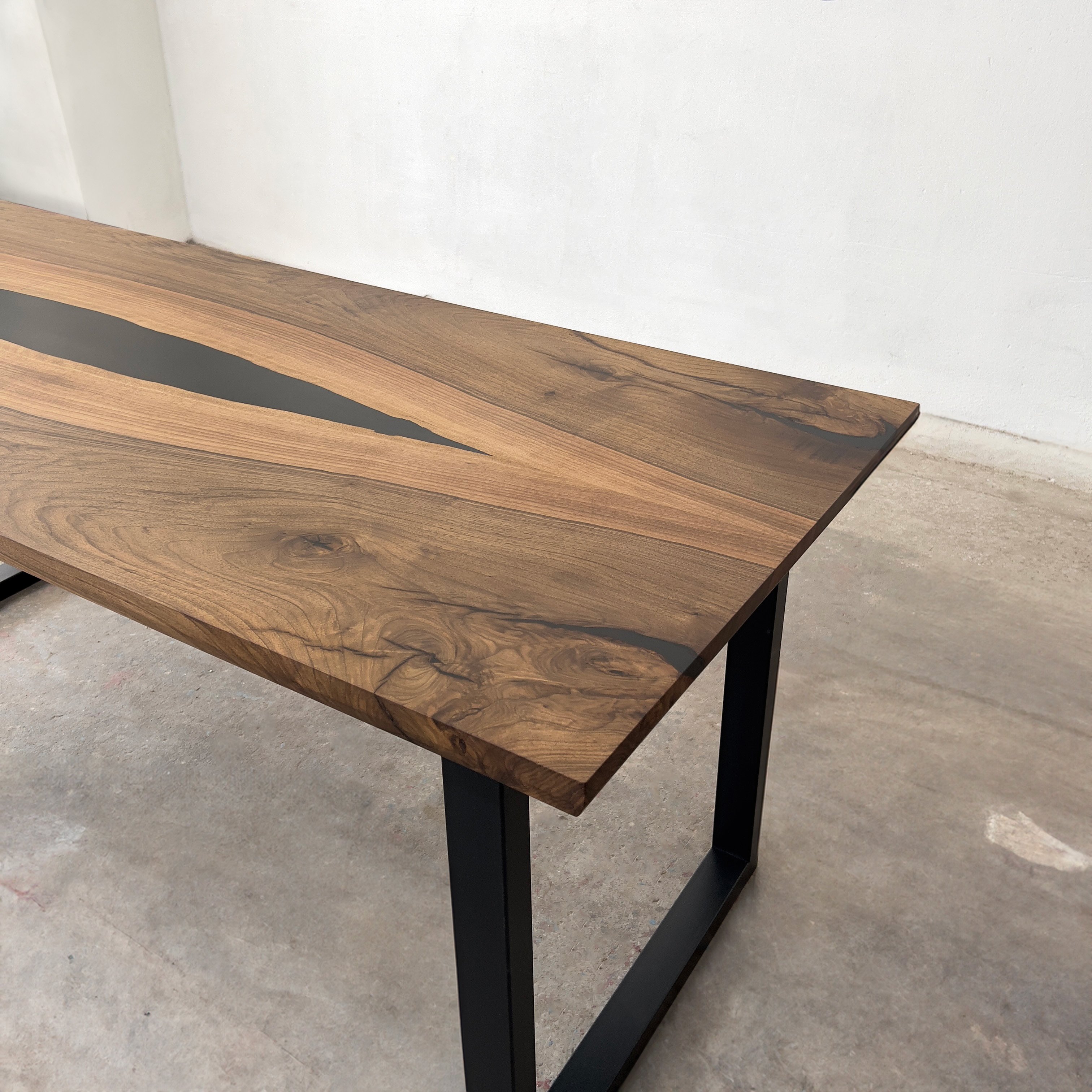 Bookmatched Walnut Black River Epoxy Table | Ouick Ship