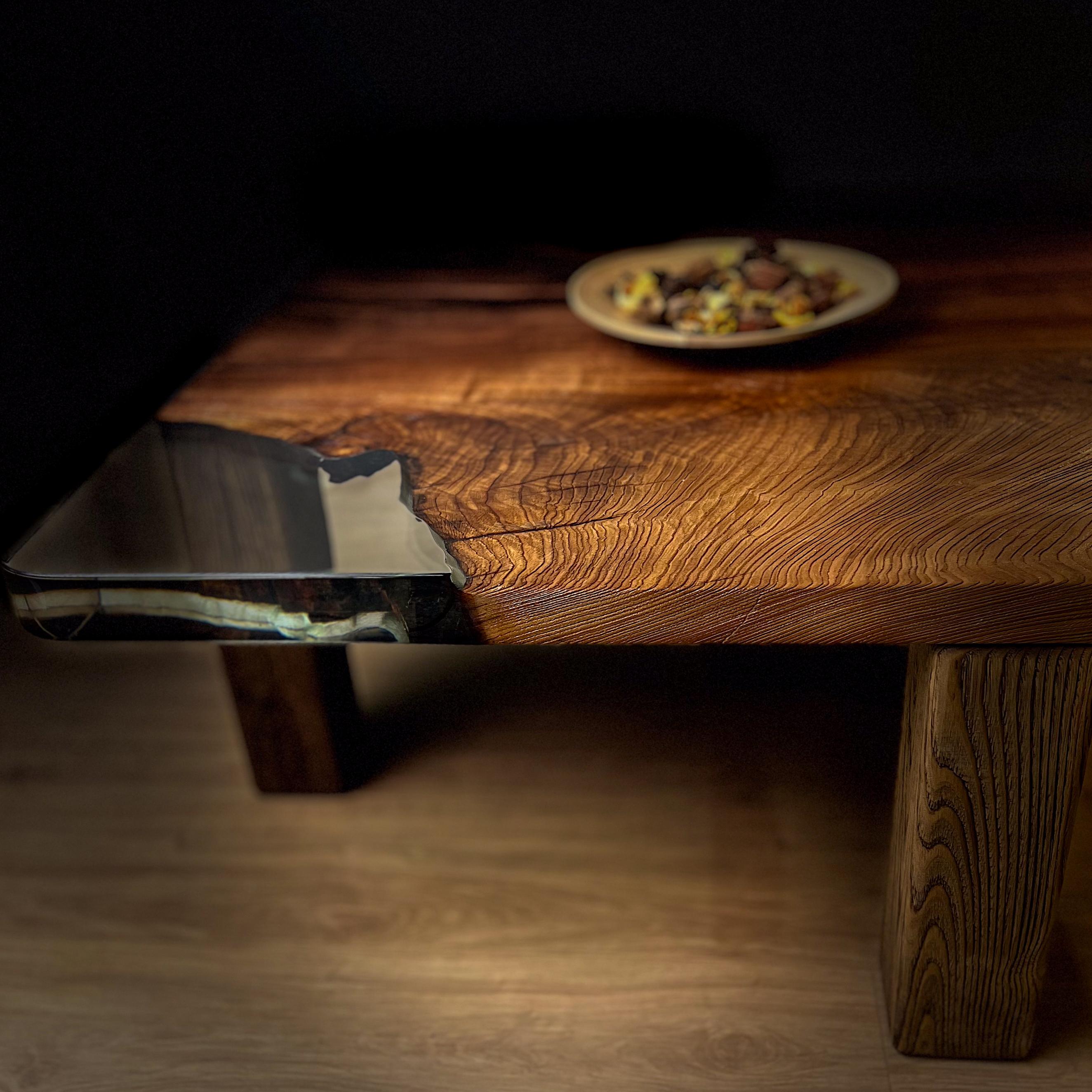 Rustic Distressed Chestnut One-of-a-kind Epoxy Coffee Table image