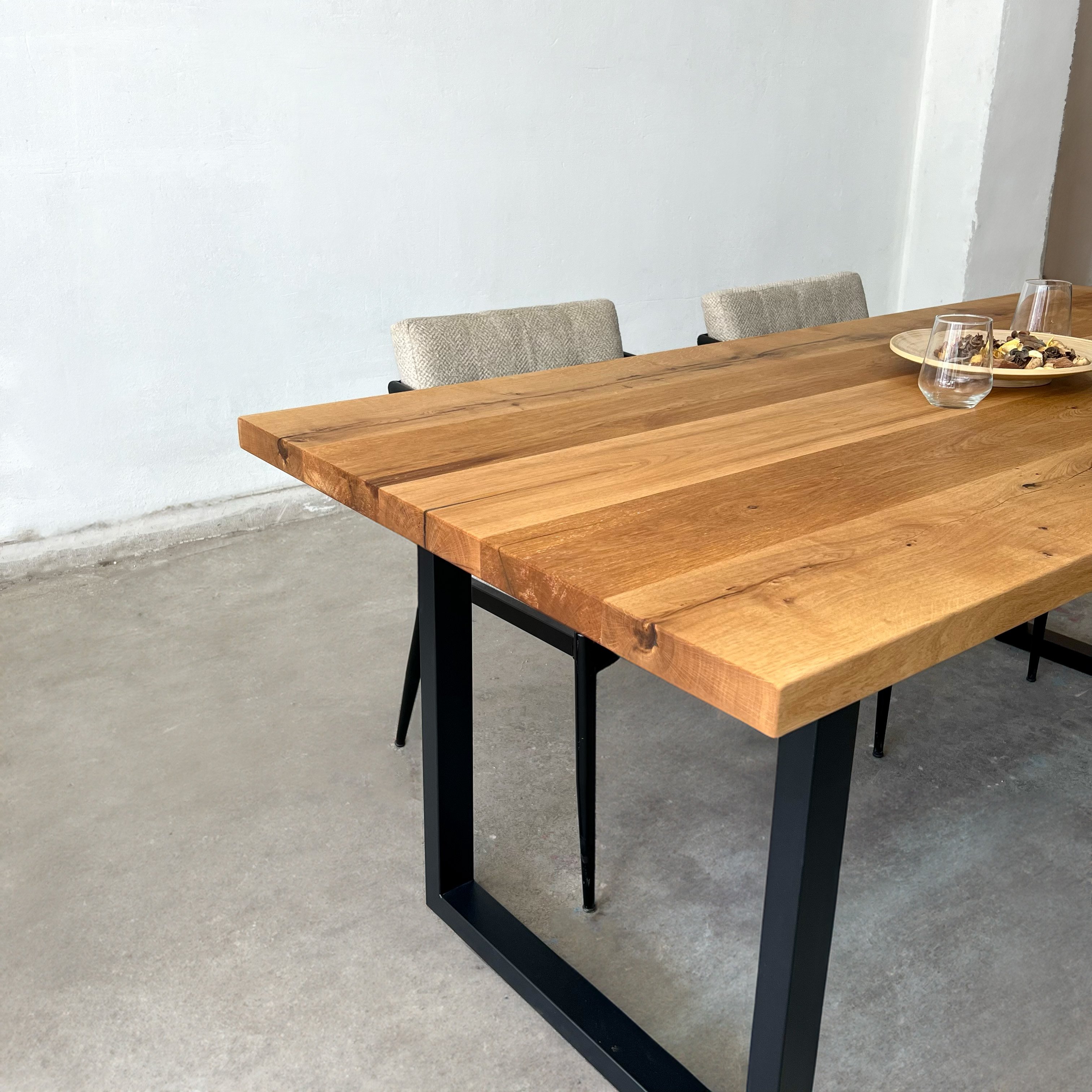 Industrial Modern Solid Oak Dining Table