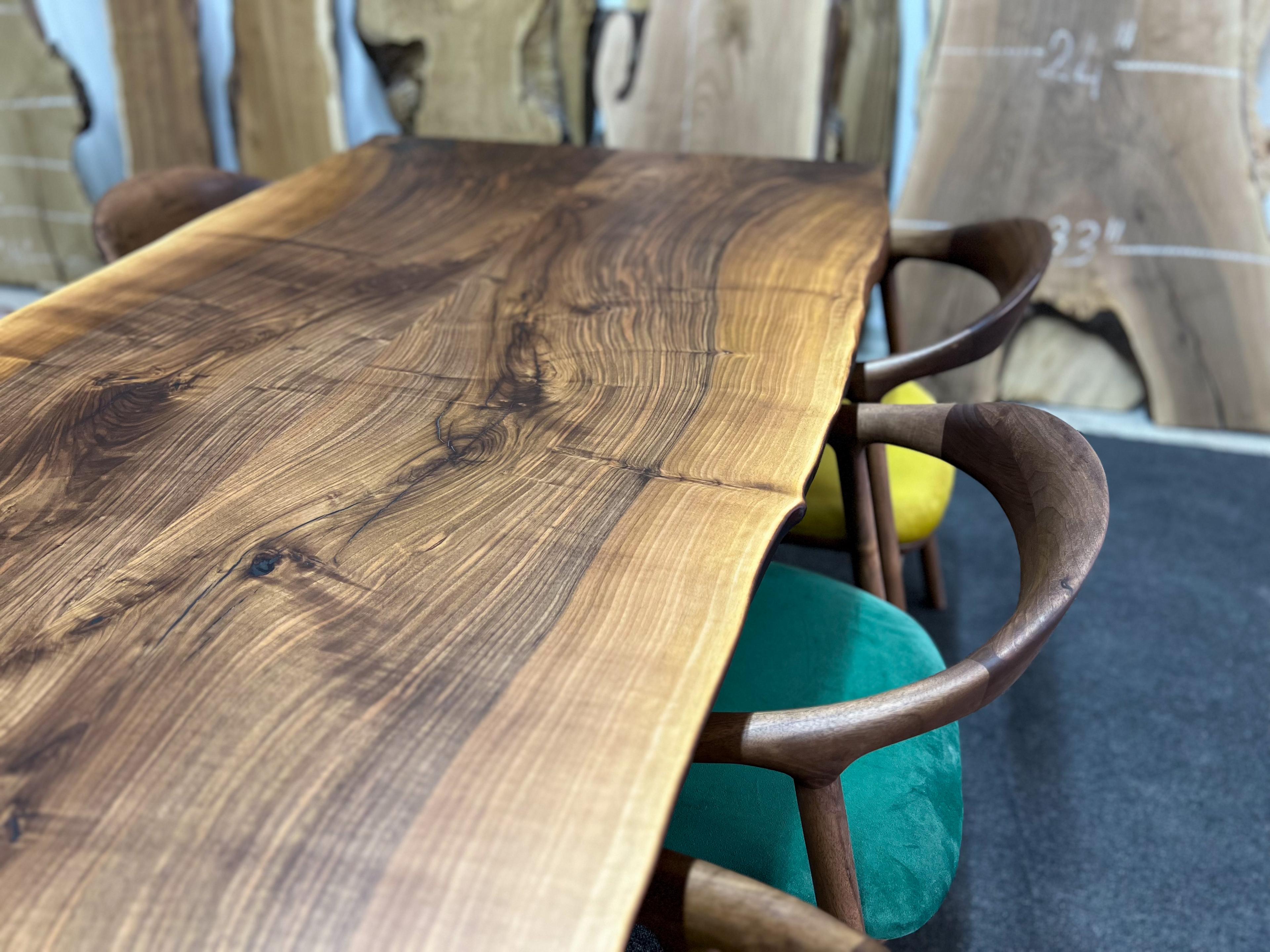 Live Edge Walnut Slab & Wooden Table, Natural Edge, Dining Table, Kitchen Table