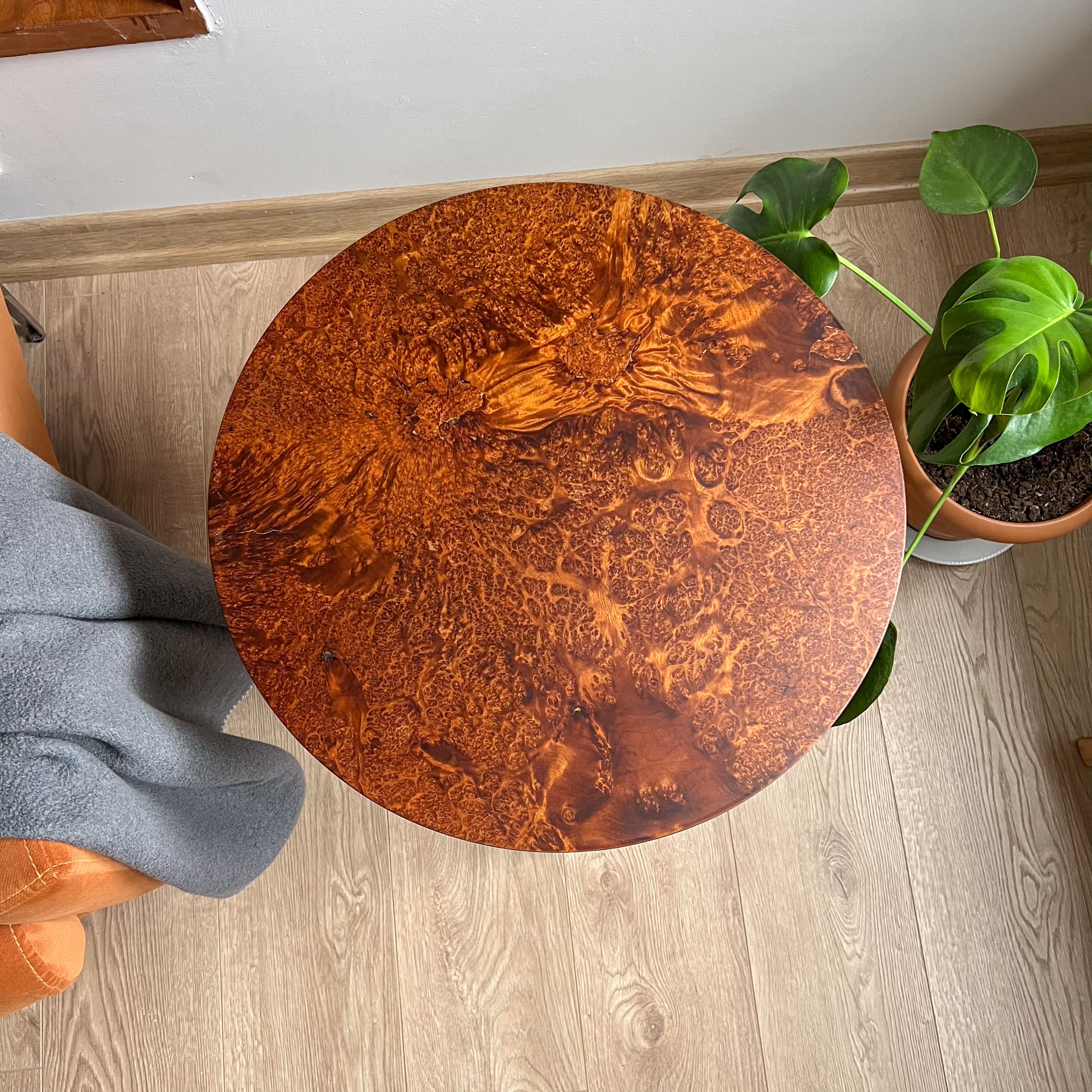 Burl Veneer Side Table – Matte Finish | Walnut or Elm