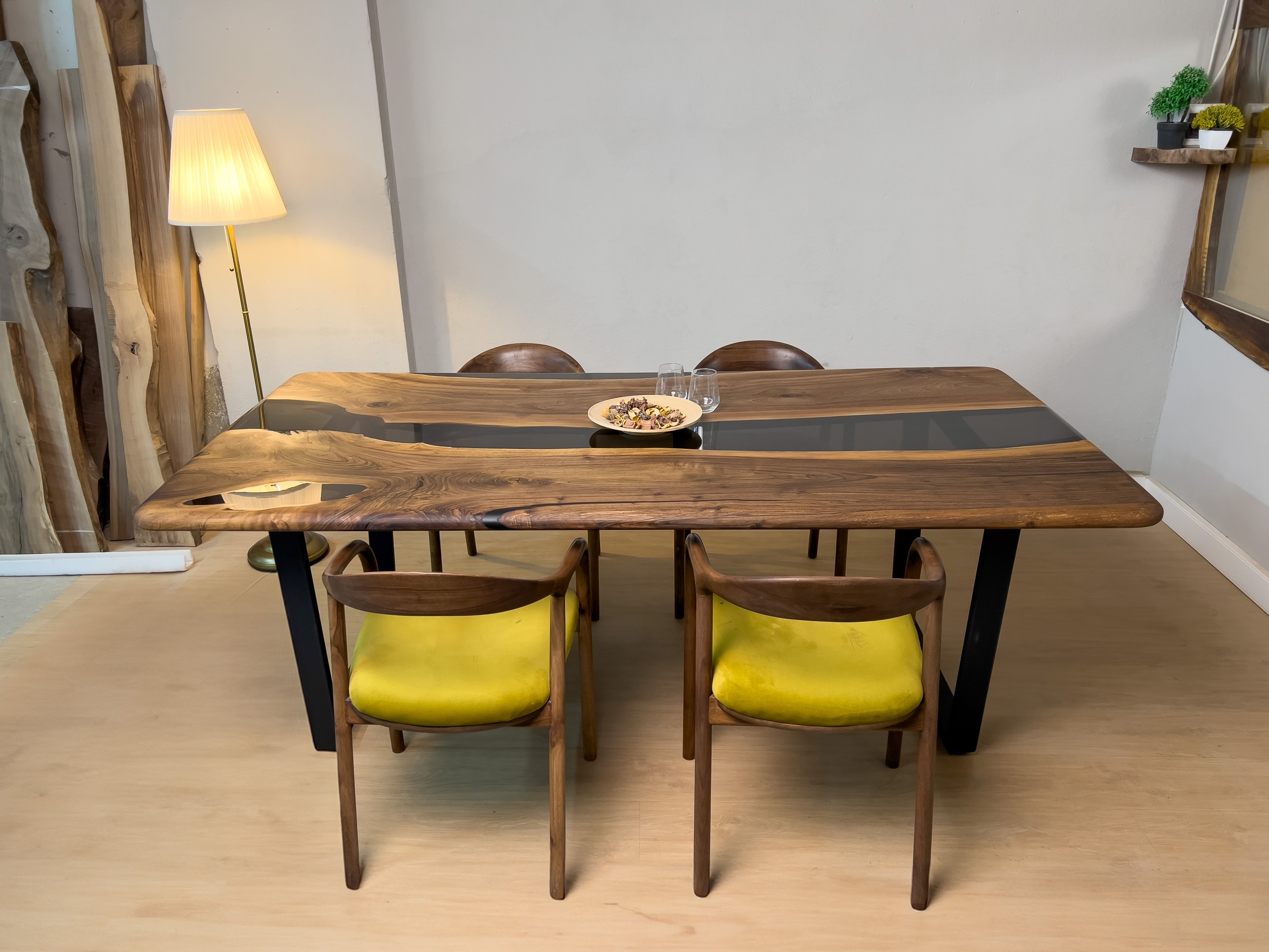 Solid Walnut Table and Matching Bench