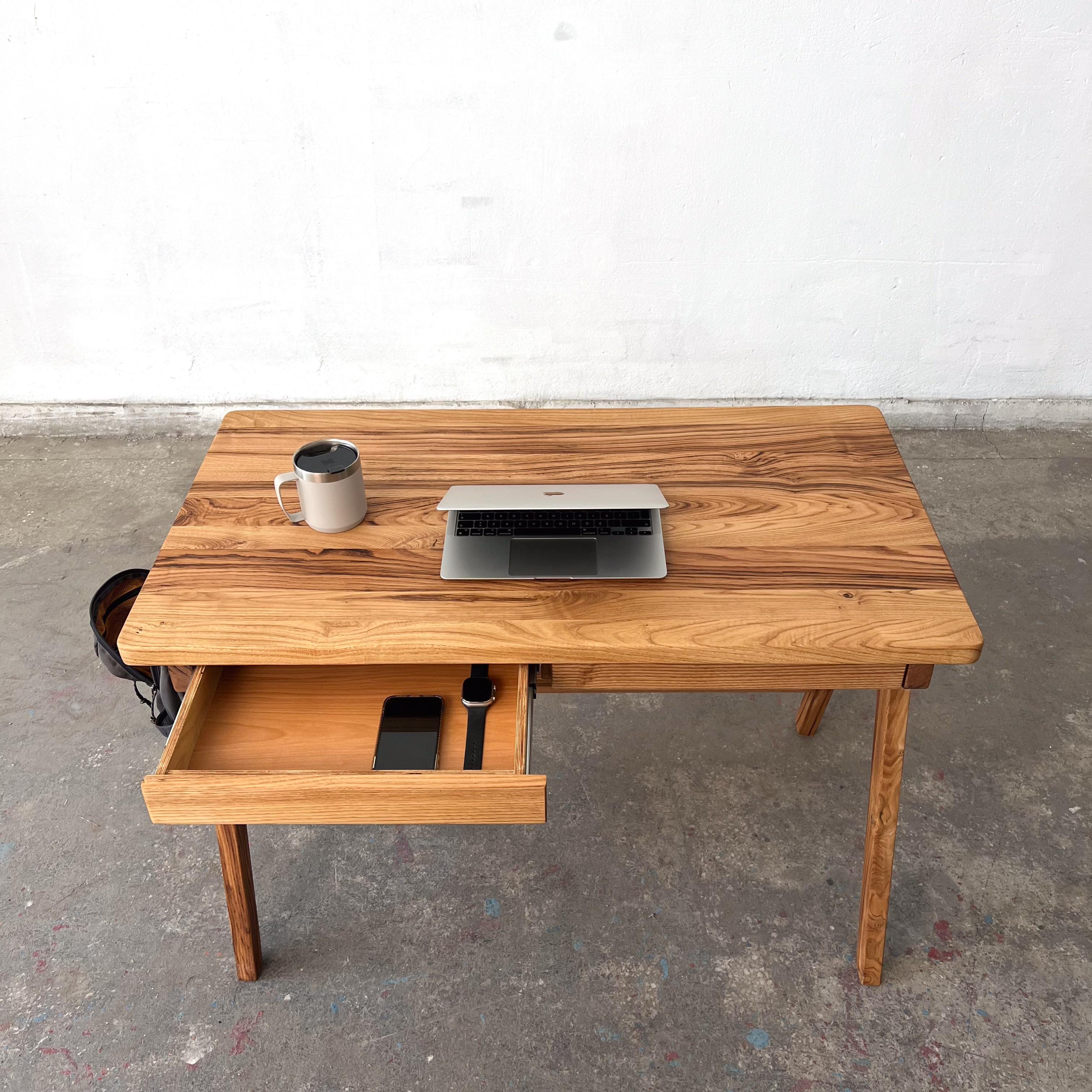 Solid Chestnut Wooden Computer&Writing Desk with 2 Drawers