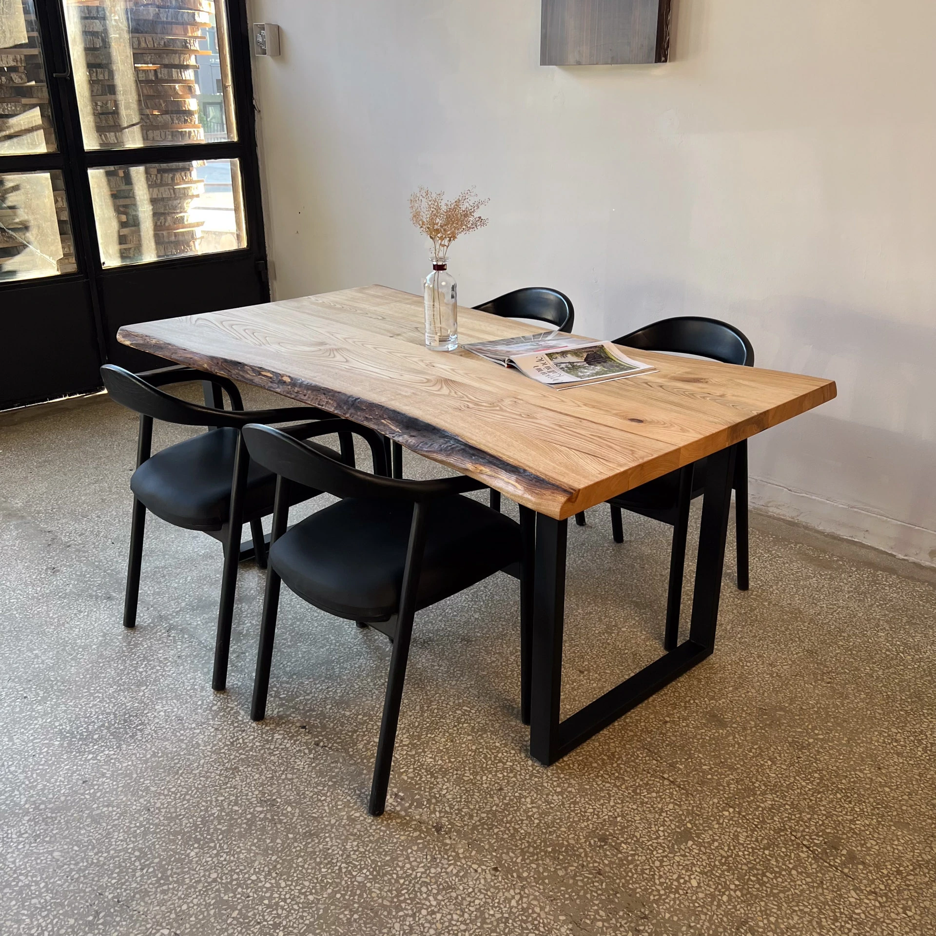 Doğal Kenar Kestane Ahşap Kütük Mutfak ve Yemek Masası