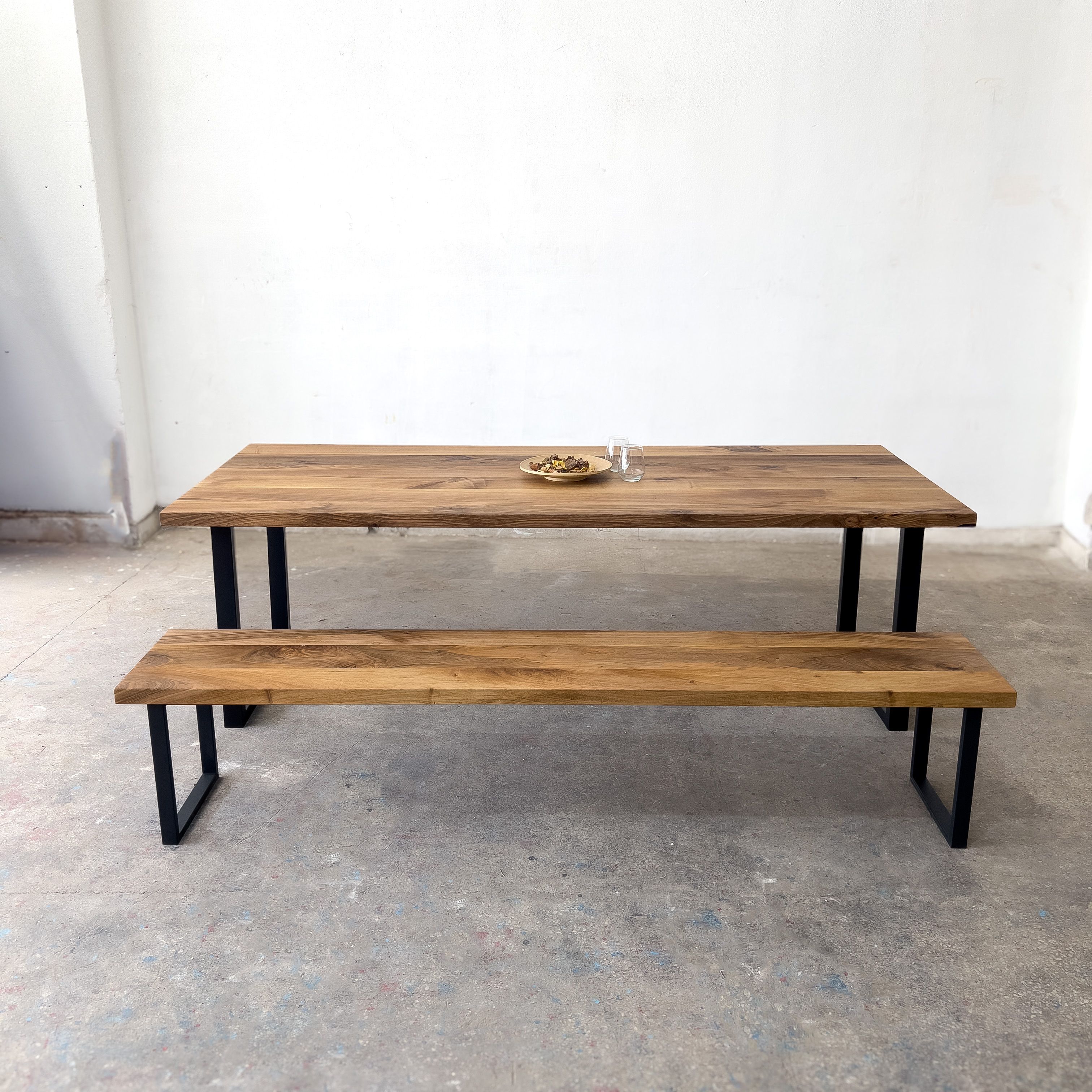 Solid Walnut Table and Matching Bench image