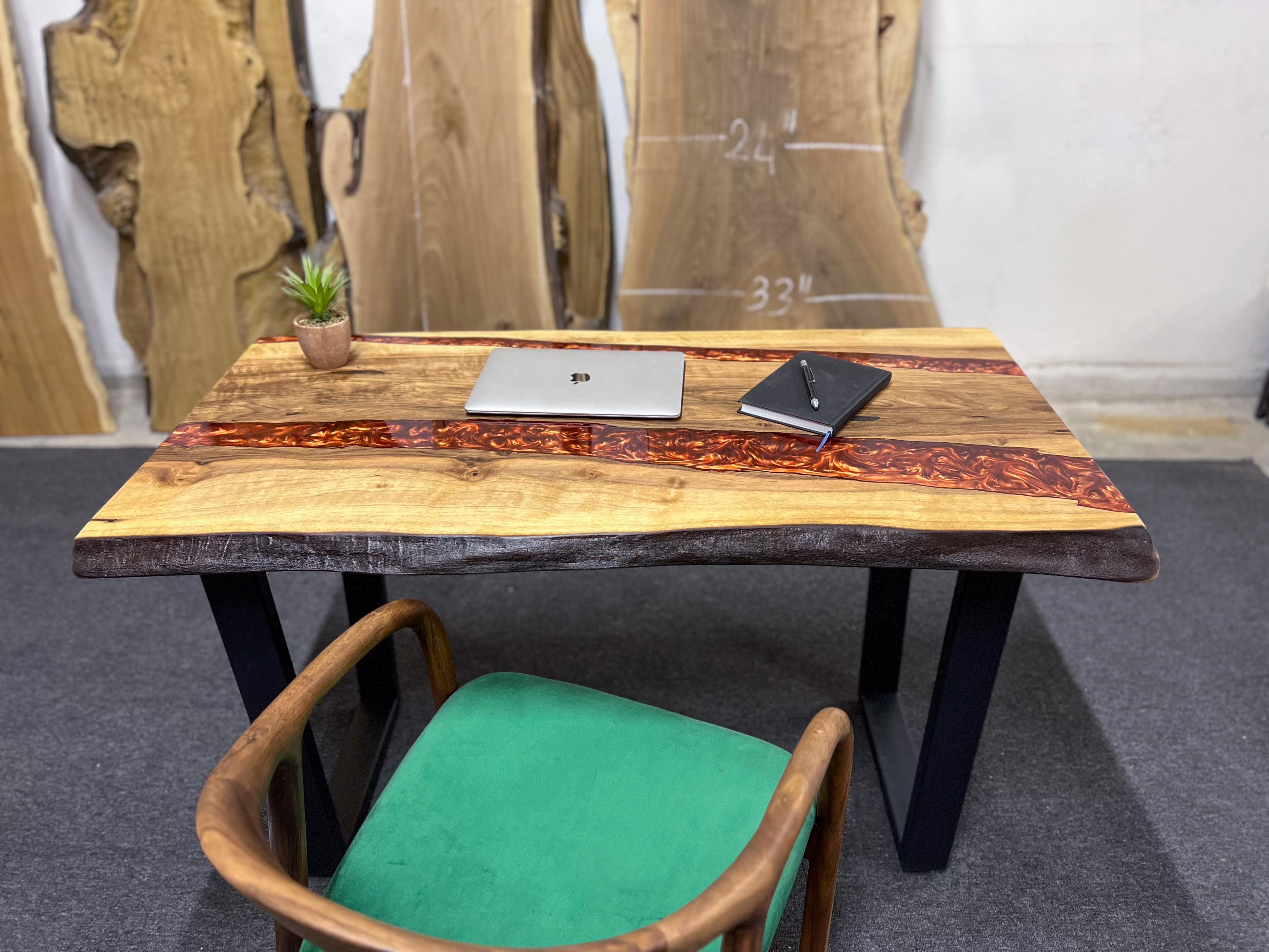 Live Edge Copper Epoxy Walnut Table