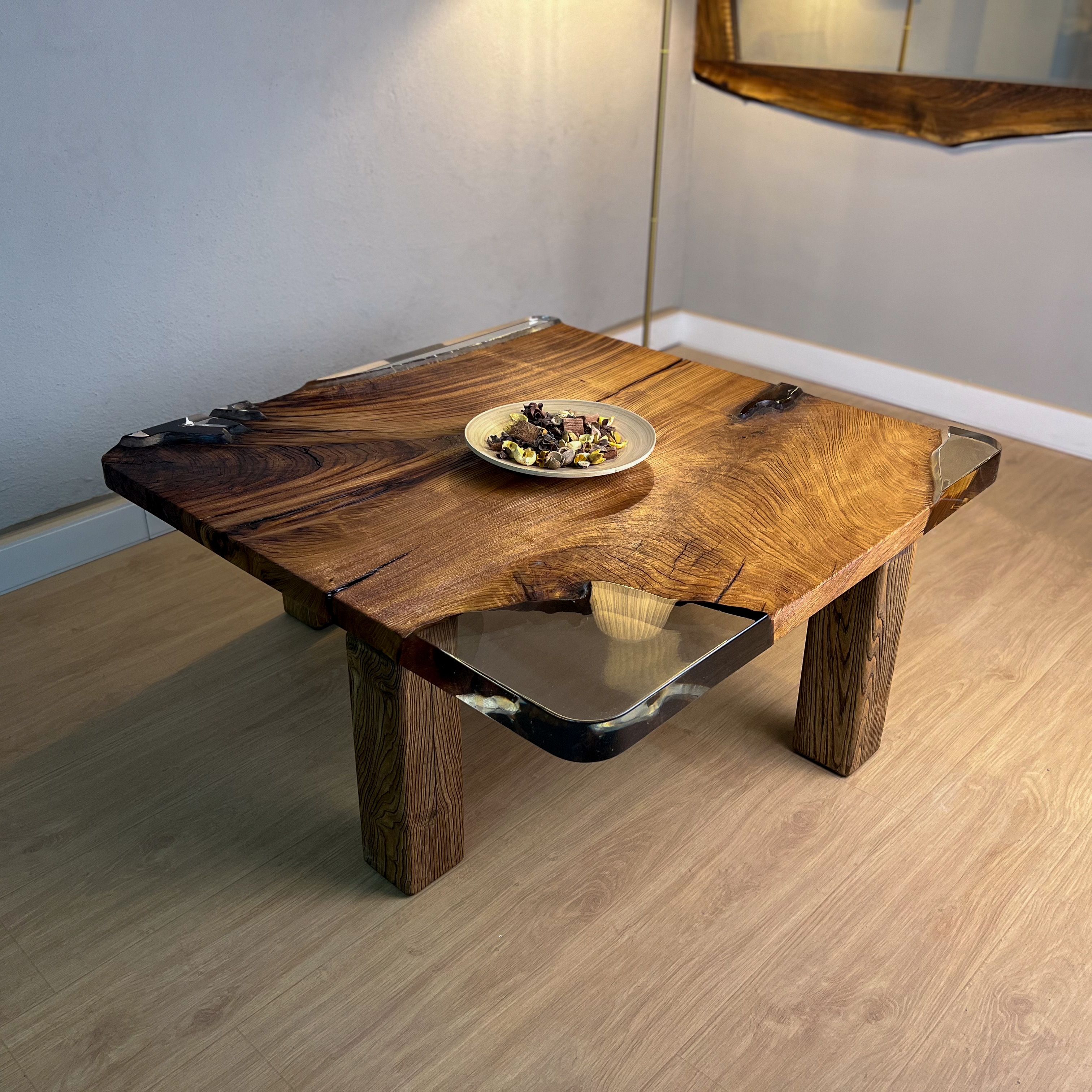 Rustic Distressed Chestnut One-of-a-kind Epoxy Coffee Table