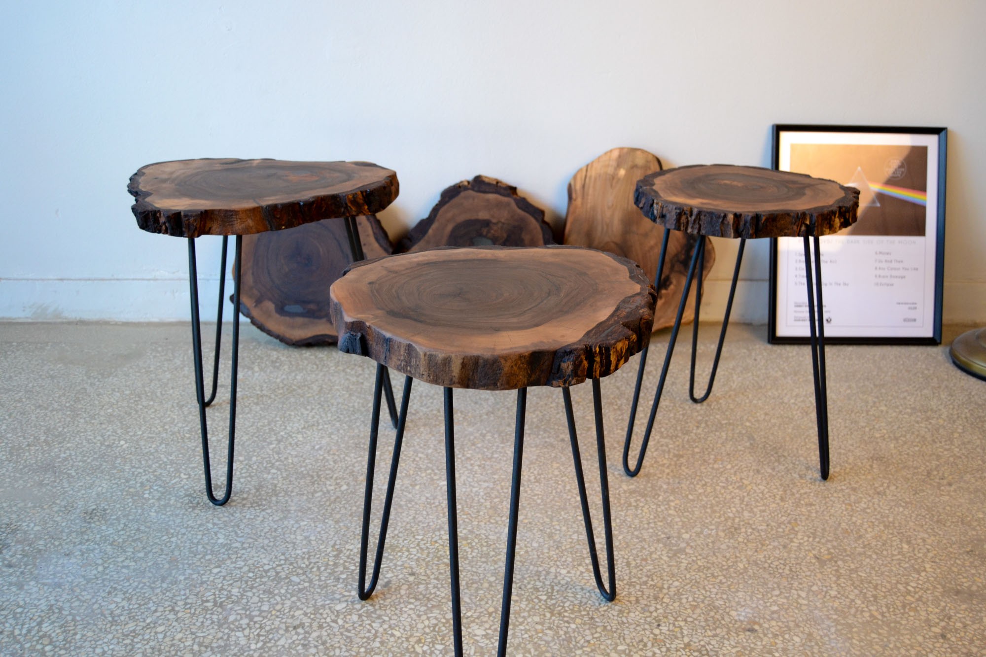 Live Edge Walnut Nested Coffee & Side Table Set