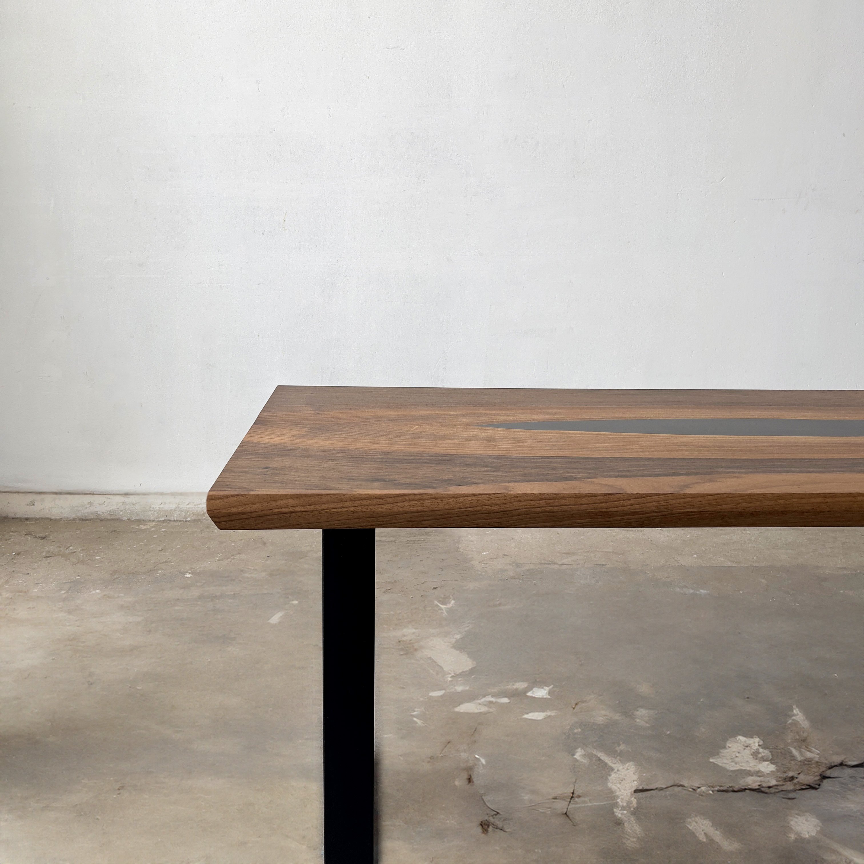 Bookmatched Walnut Black River Epoxy Table | Ouick Ship