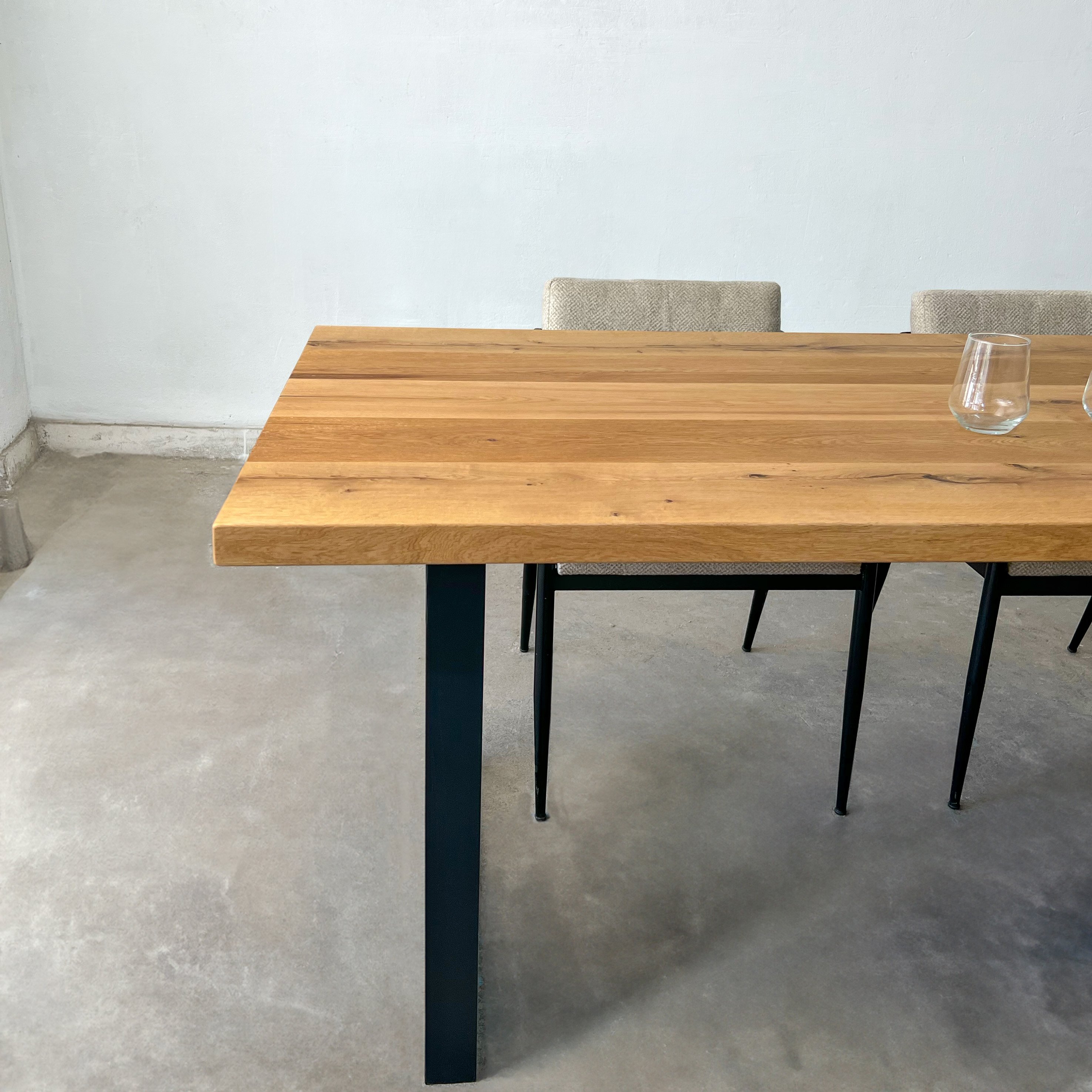 Industrial Modern Solid Oak Dining Table