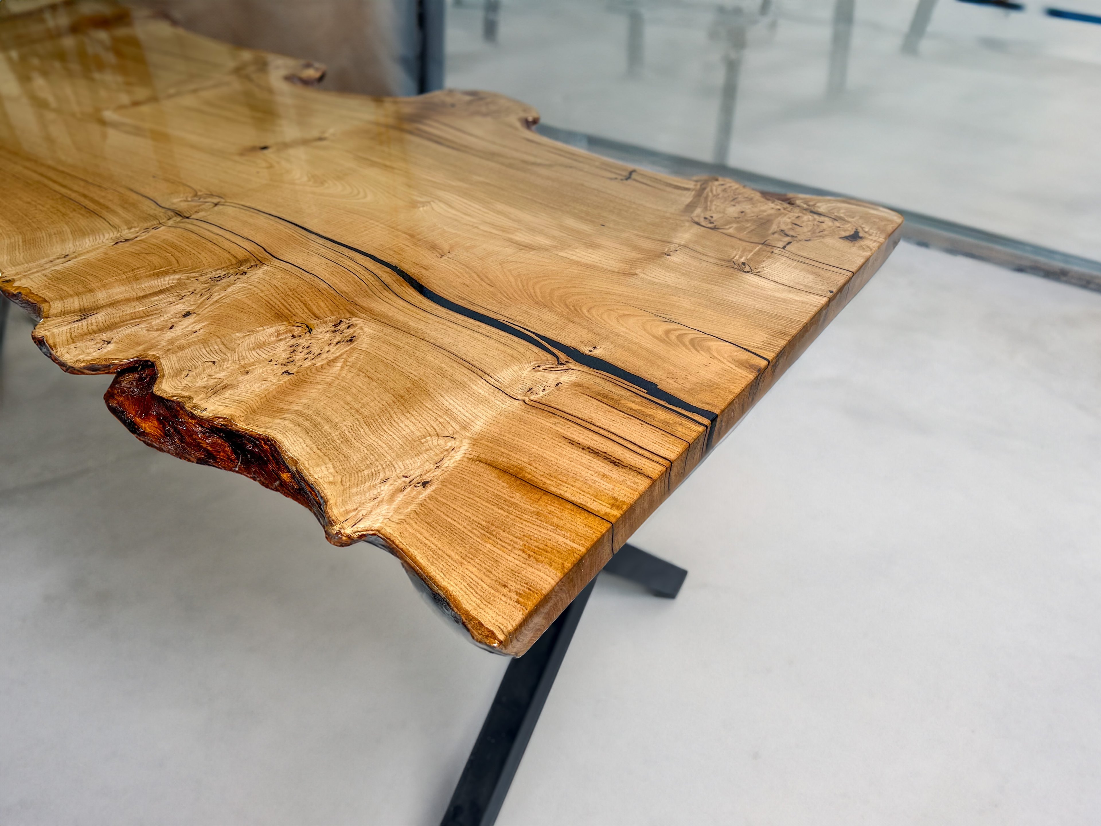 Quick Ship - Live Edge Slab Table, Solid Chestnut, 82L x 36W inches