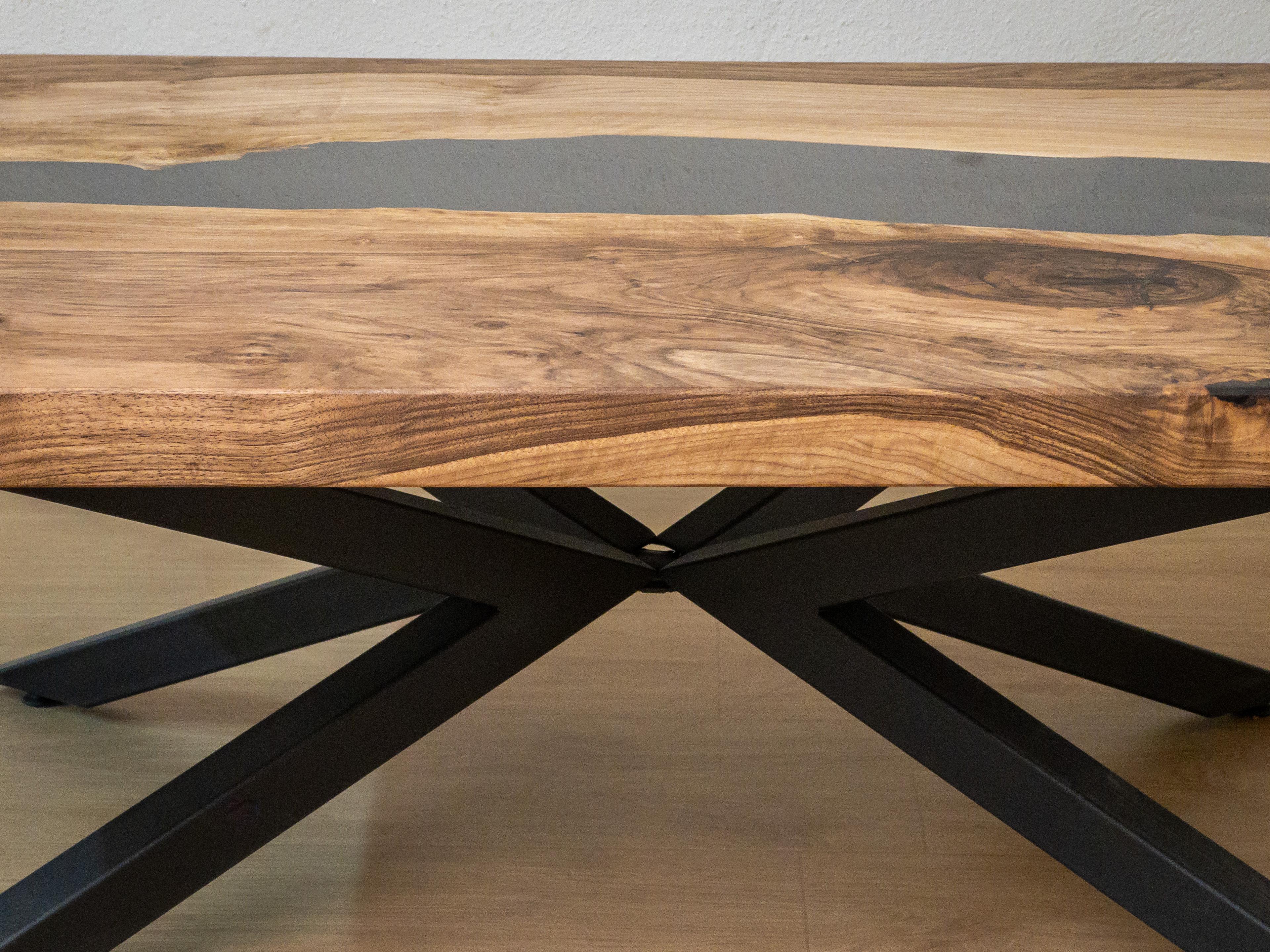 Transparent Black Epoxy River Walnut Coffee Table