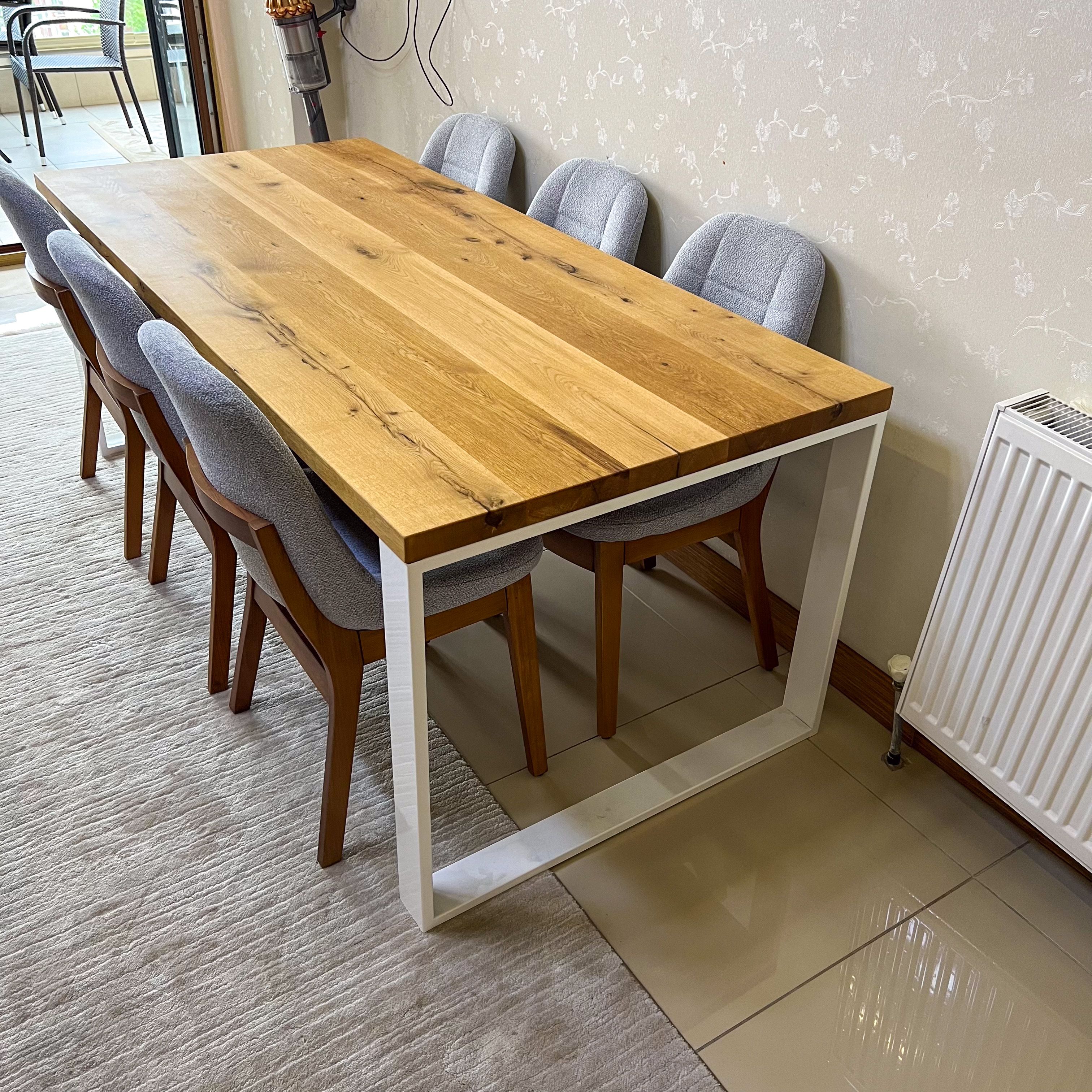 Industrial Modern Solid Oak Dining Table