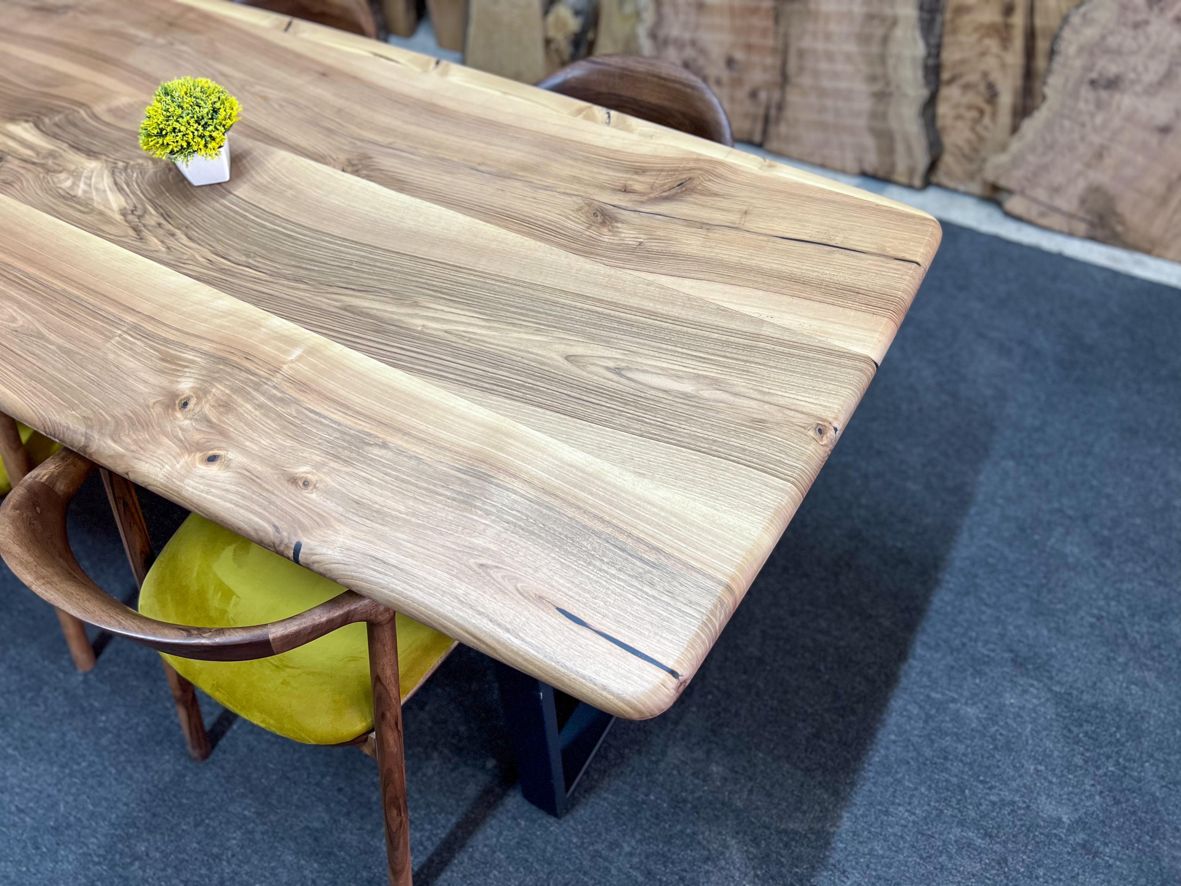 Curved Edges Solid Walnut Table, Handcrafted Dining & Office Table