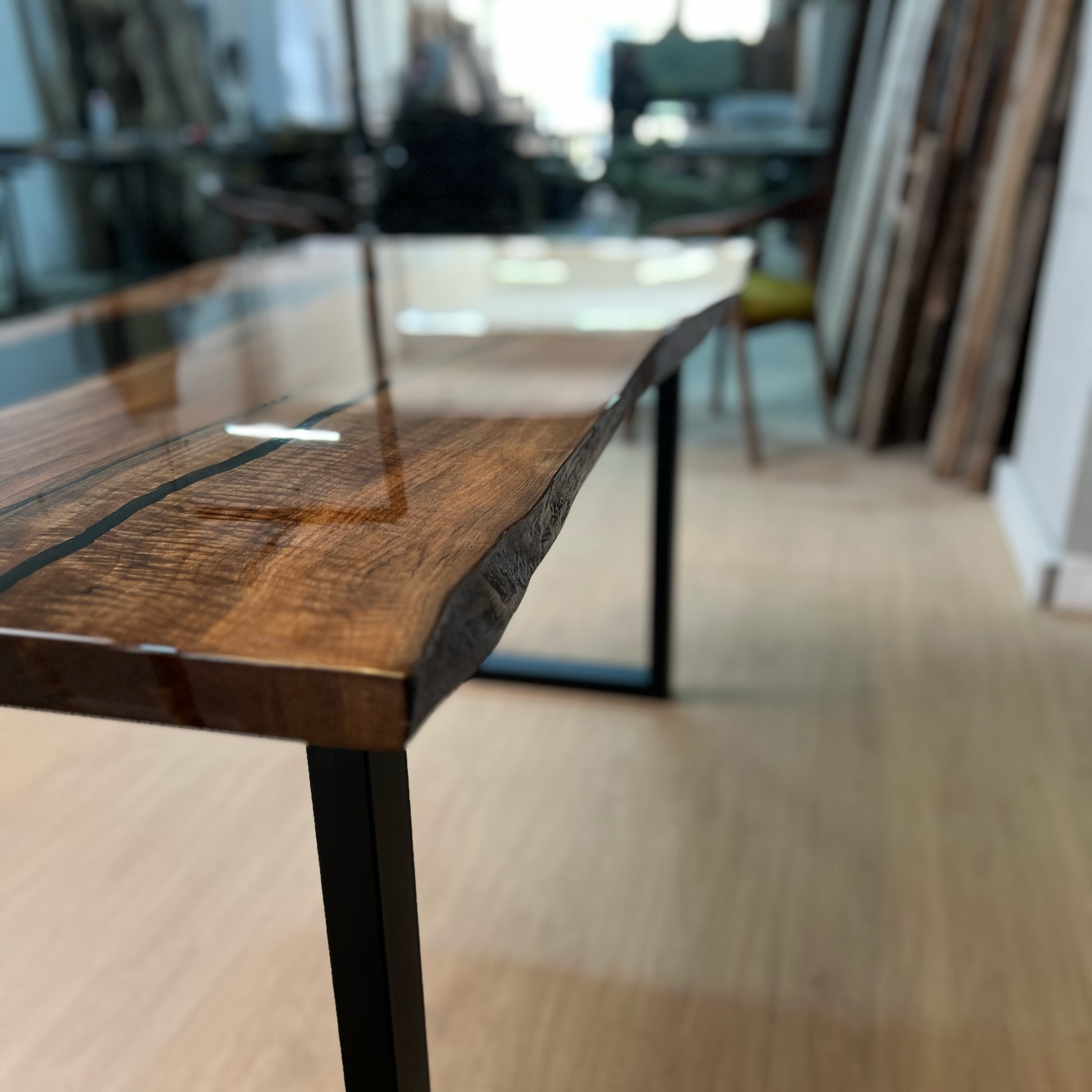 Quick Ship Live Edge Walnut Epoxy Resin Table