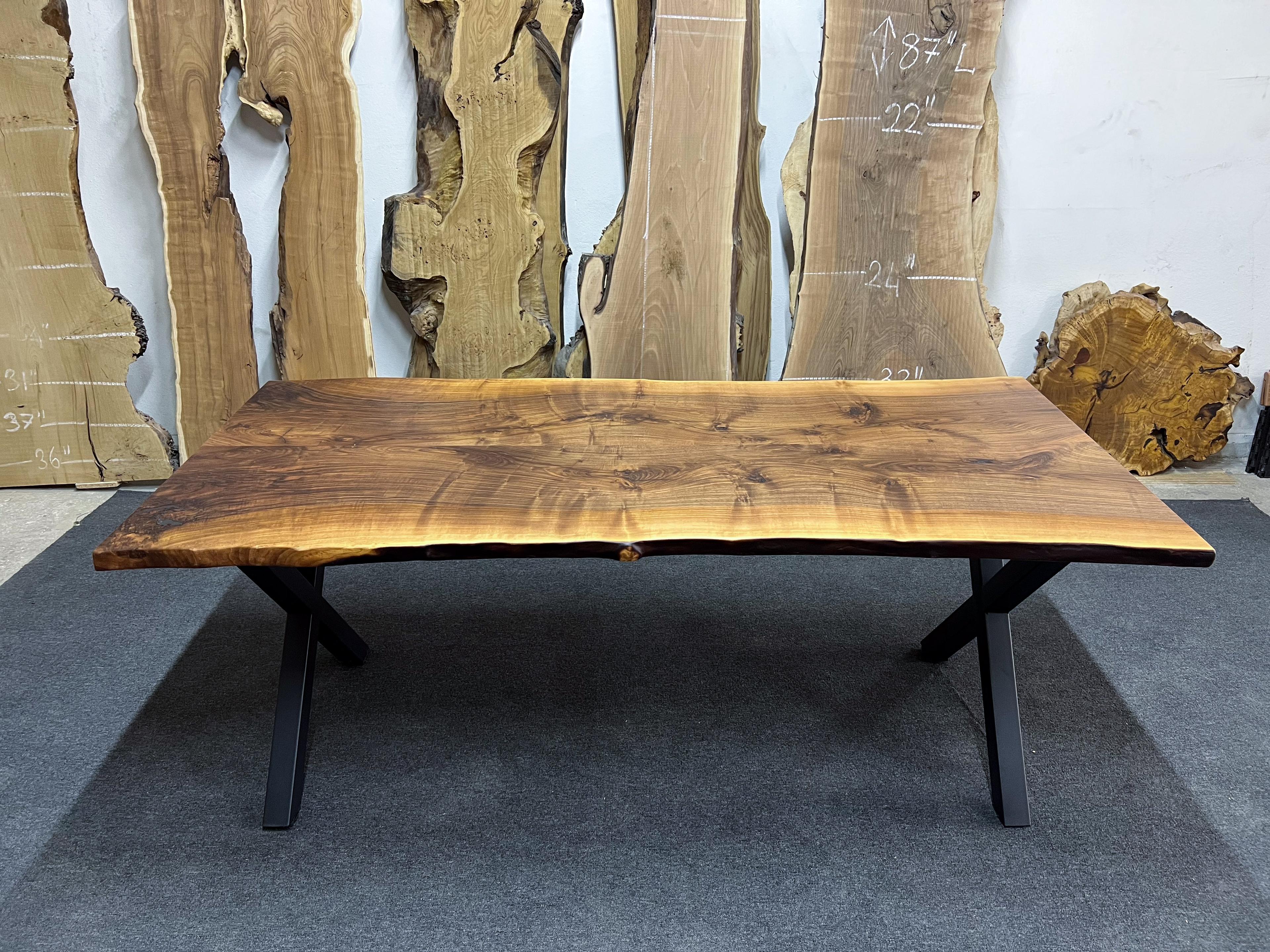 Live Edge Walnut Slab & Wooden Table, Natural Edge, Dining Table, Kitchen Table