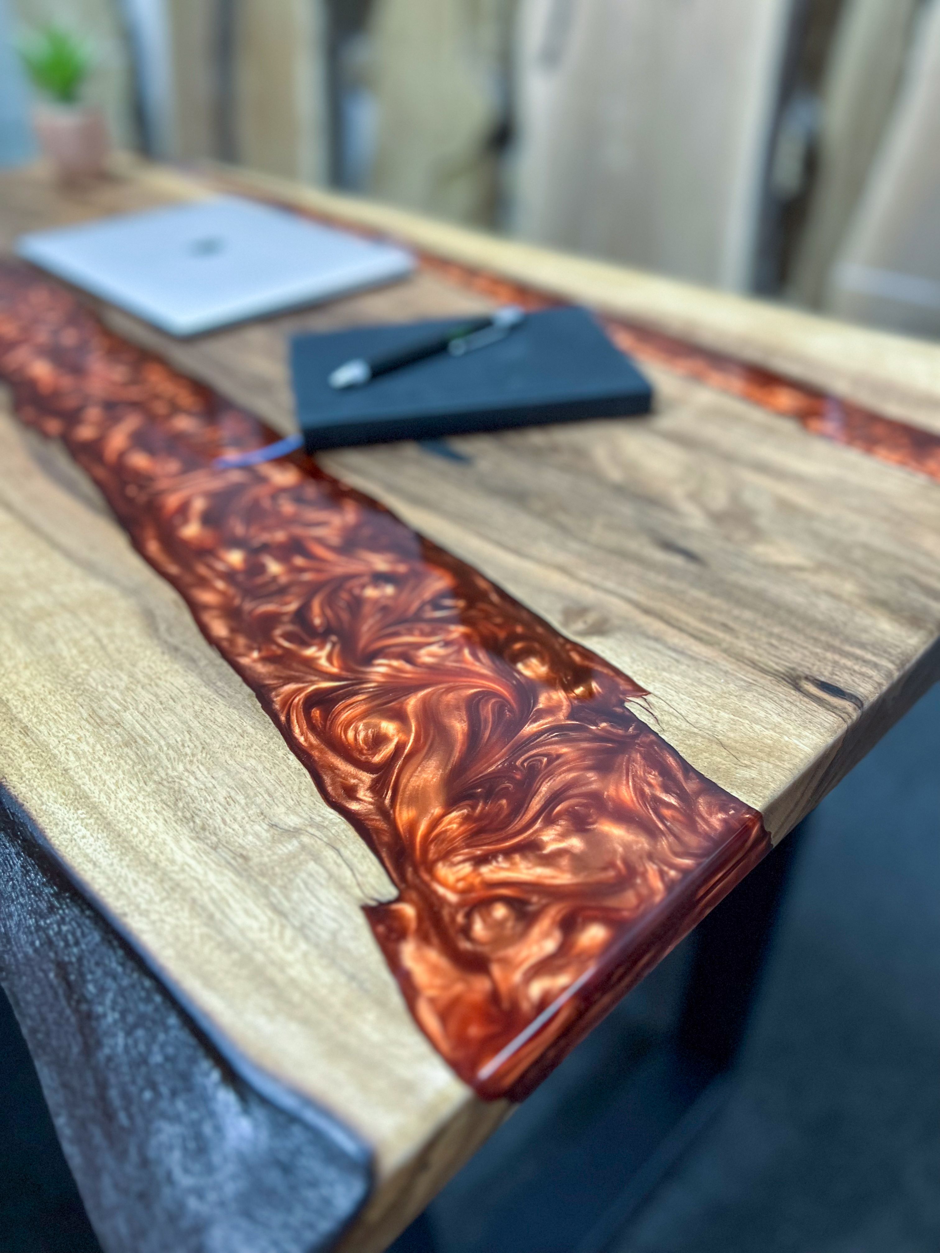 Live Edge Copper Epoxy Walnut Table