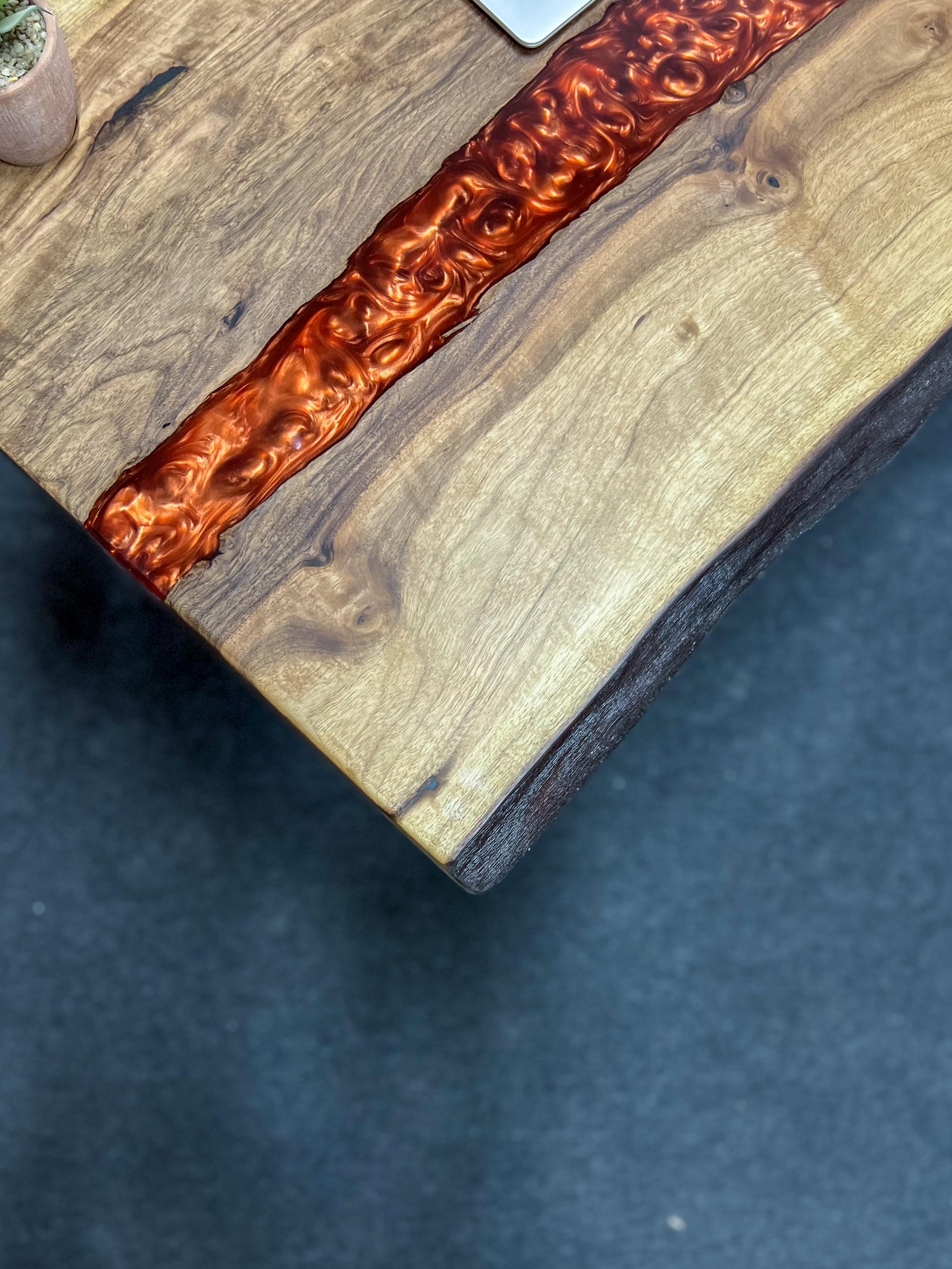 Live Edge Copper Epoxy Walnut Table