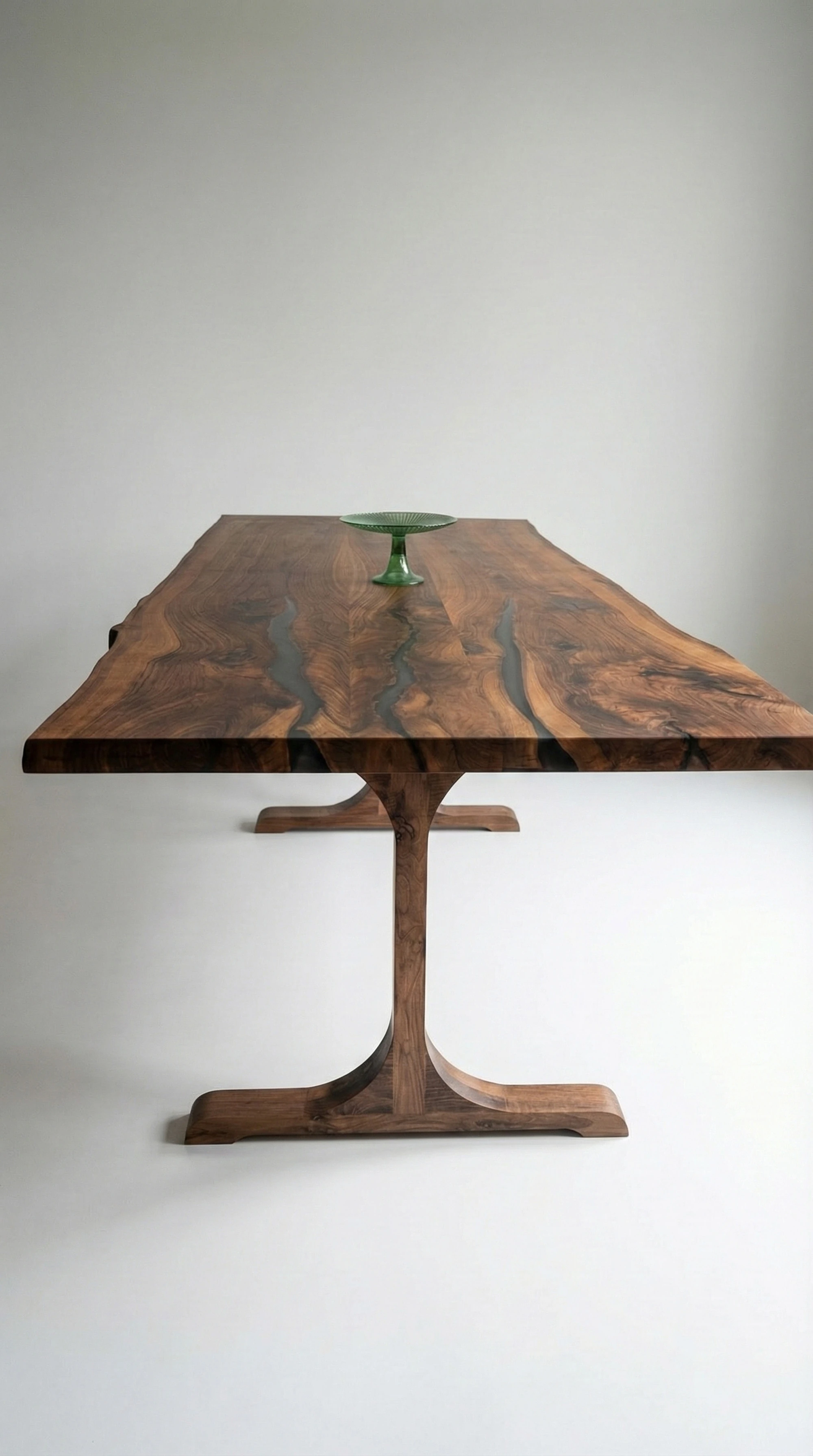 Walnut Live Edge Dining Table – Handmade Natural Wooden Table, Modern Rustic Solid Wood Design