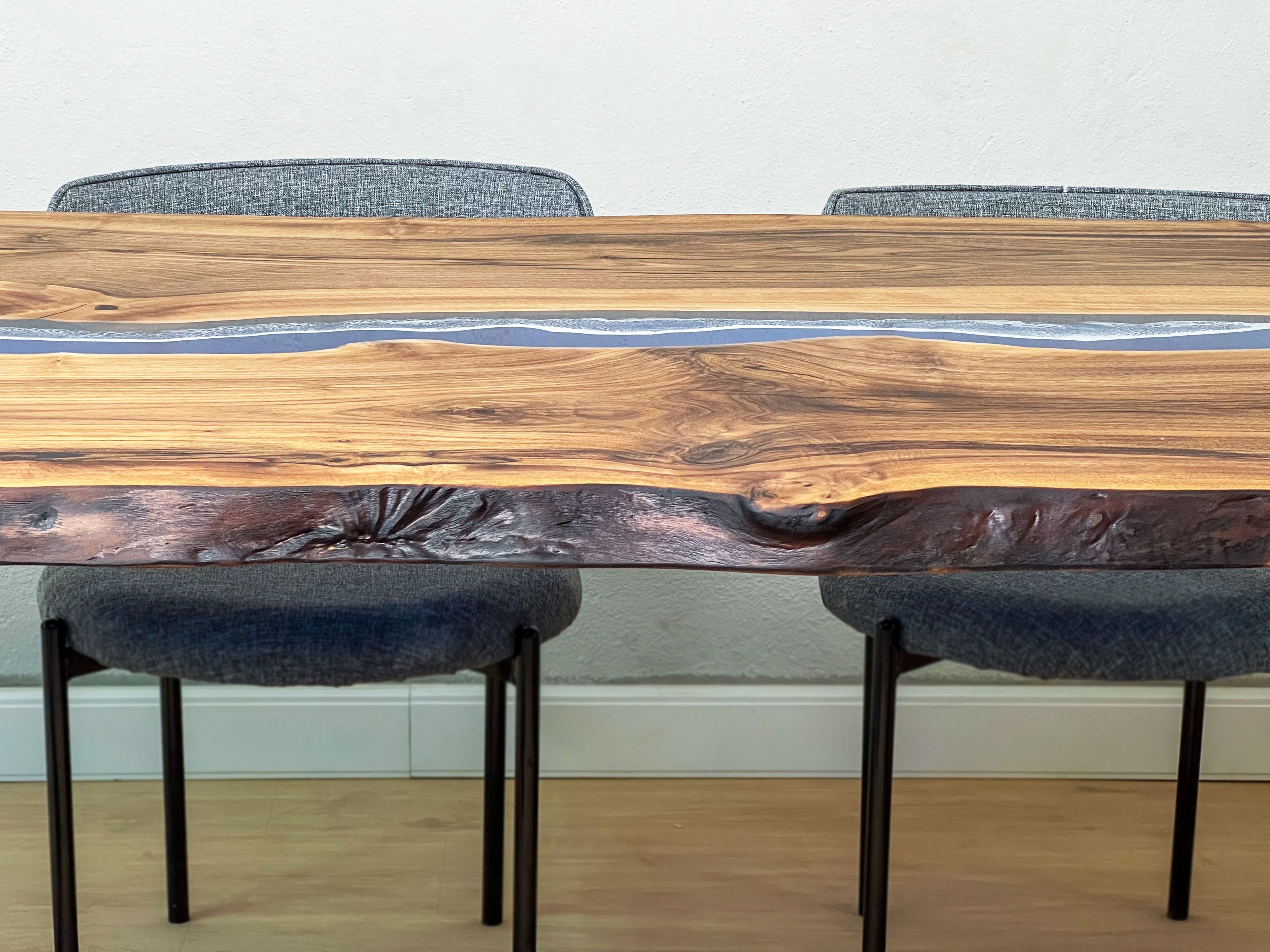 Live Edge Blue Ocean Epoxy Resin Walnut Dining Table | Kitchen Table | Office Table , Sea Table