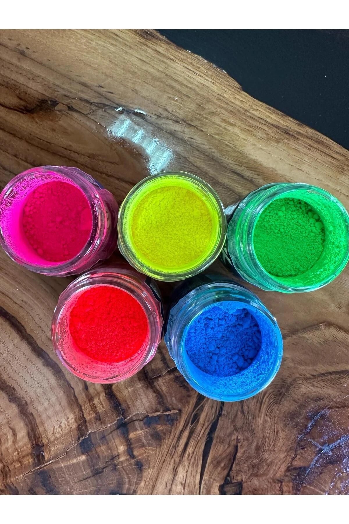 5’li Neon Toz Pigment Seti – Epoksi Uyumlu | Pembe, Sarı, Yeşil, Mavi, Fuşya | 50 gr