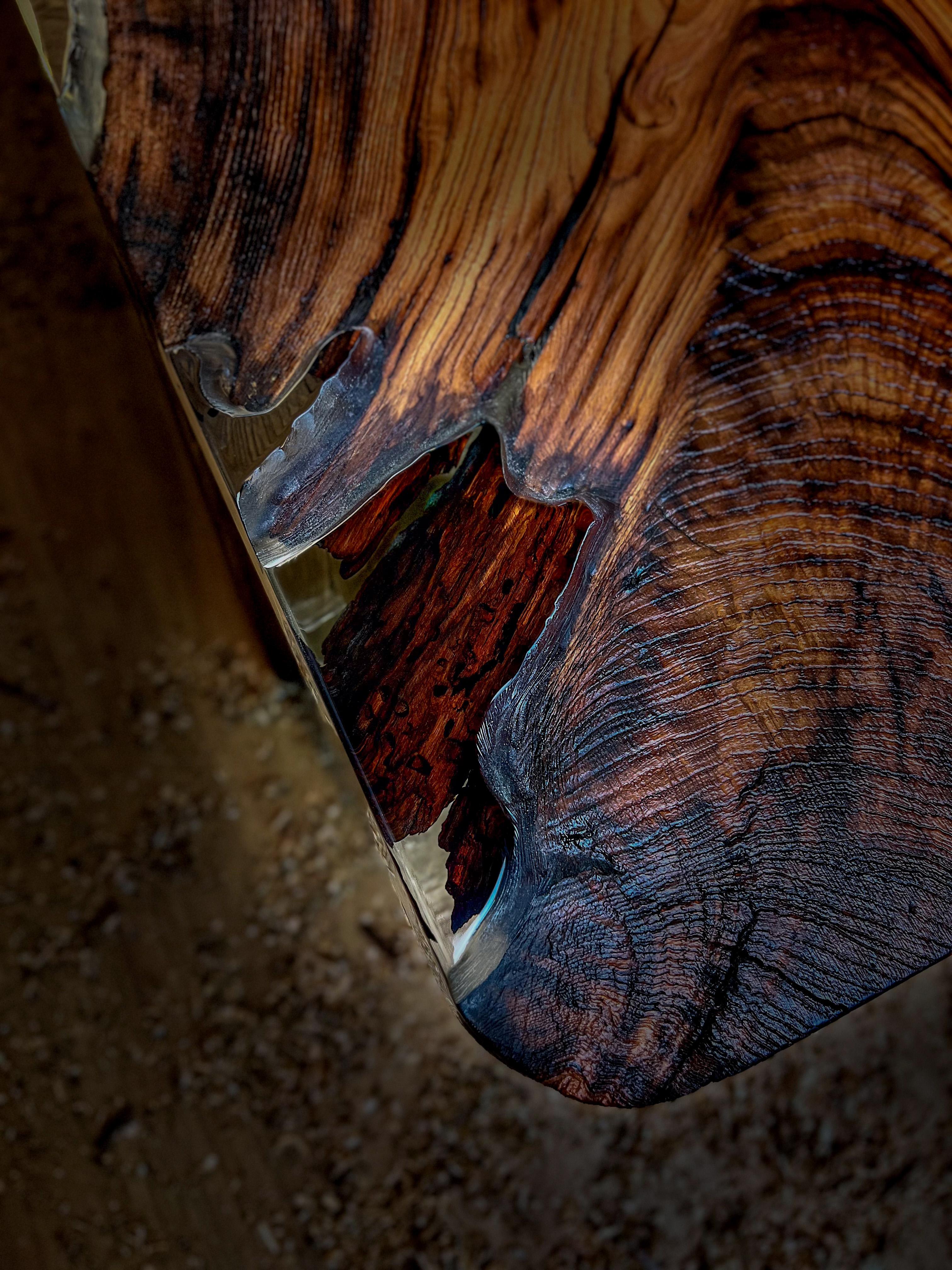 Rustic Distressed Chestnut One-of-a-kind Epoxy Coffee Table