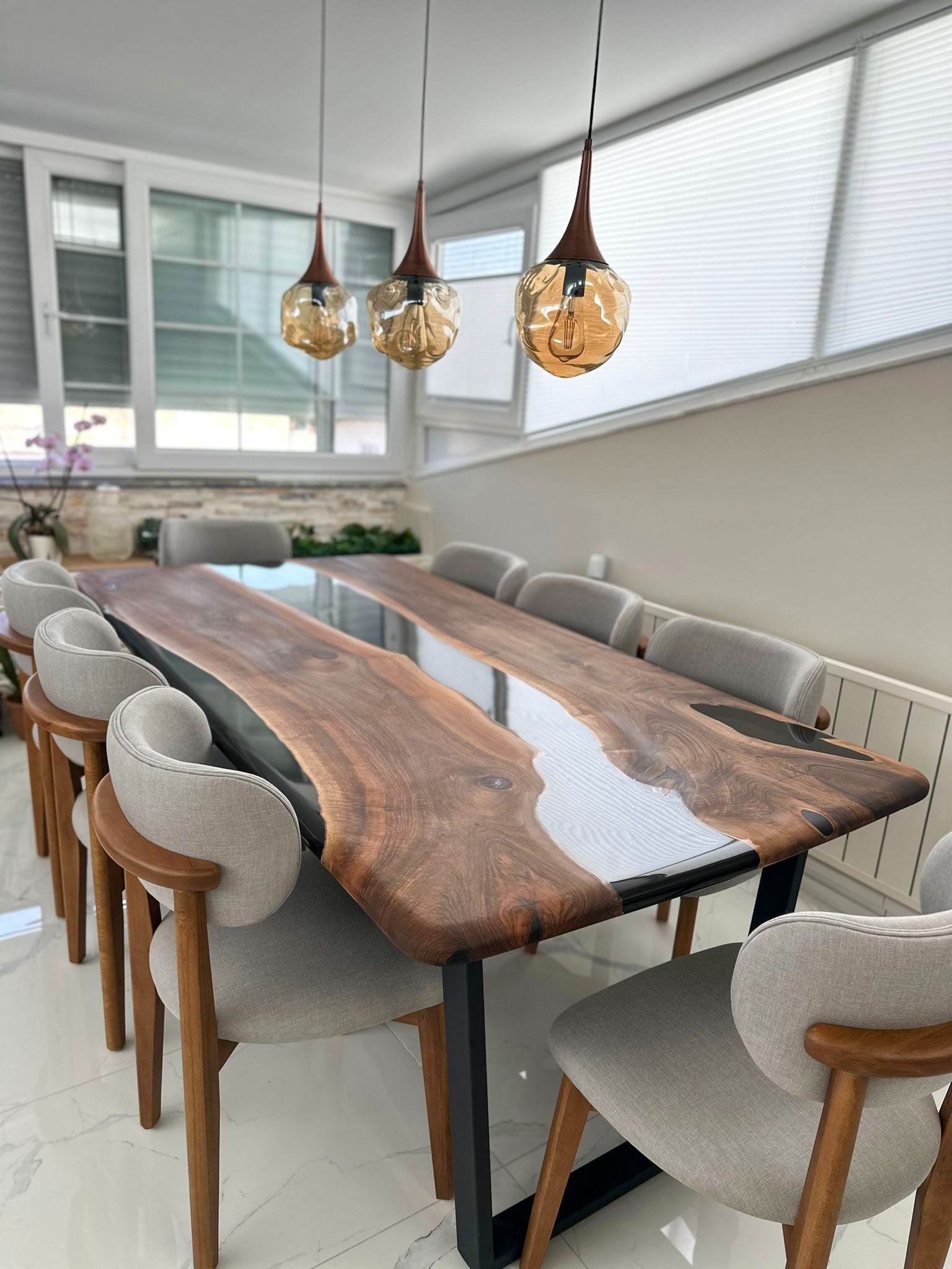 Solid Walnut Table and Matching Bench