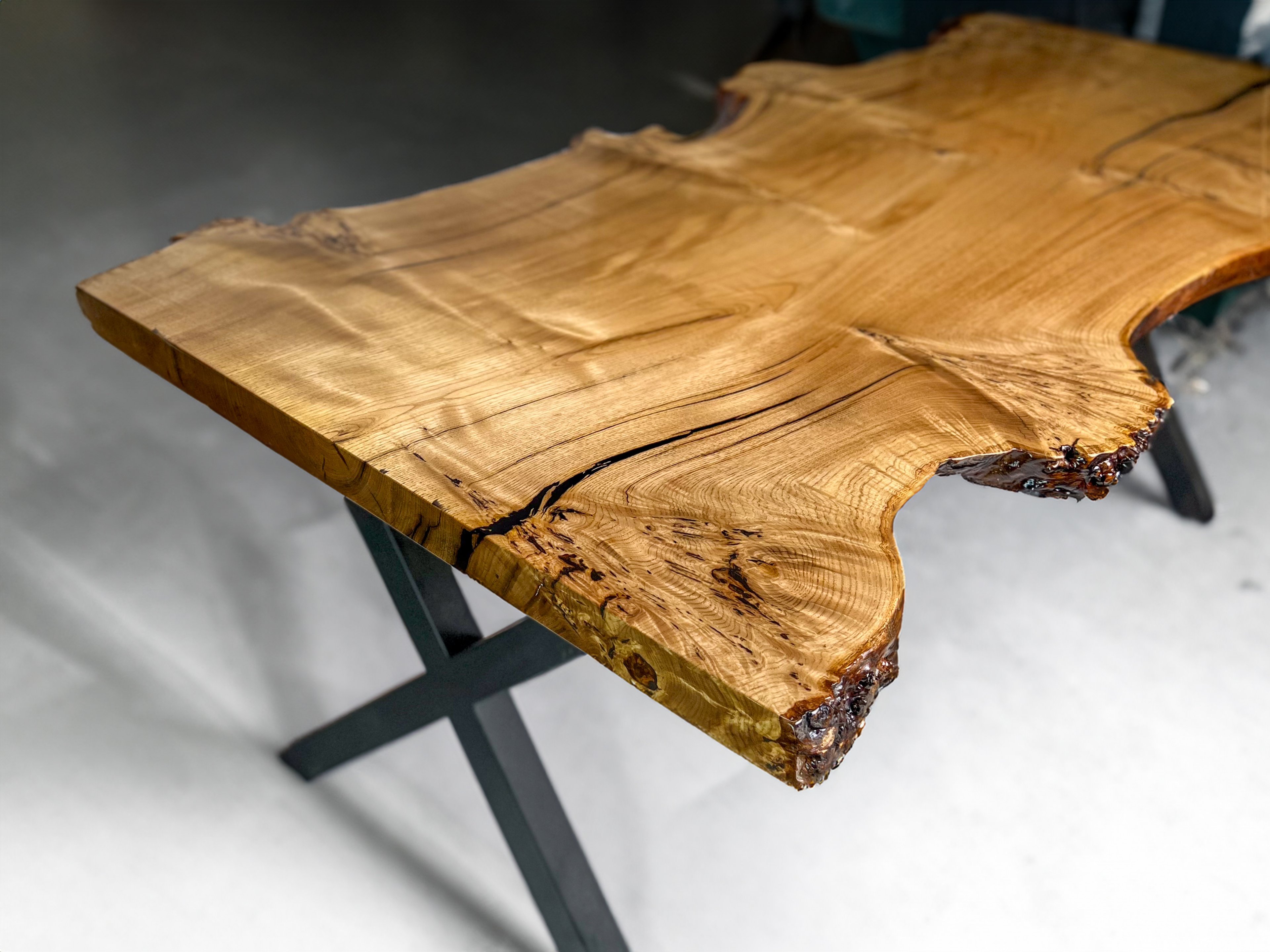 Quick Ship - Live Edge Slab Table, Solid Chestnut, 82L x 36W inches