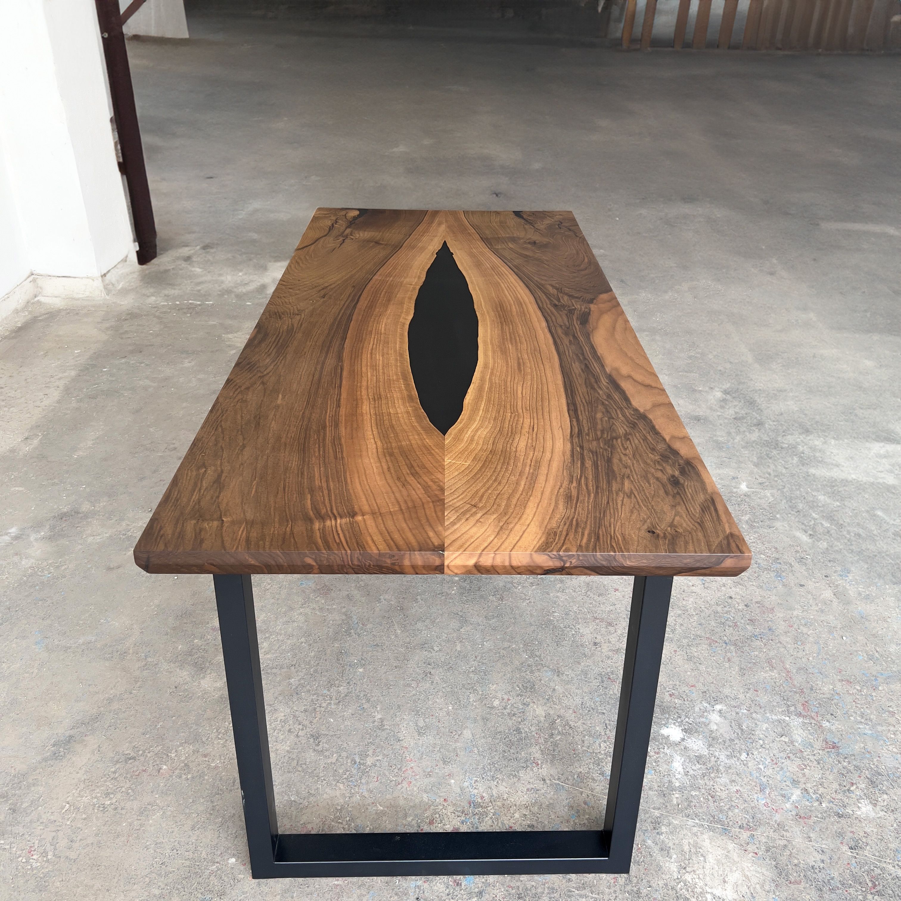 Bookmatched Walnut Black River Epoxy Table | Ouick Ship