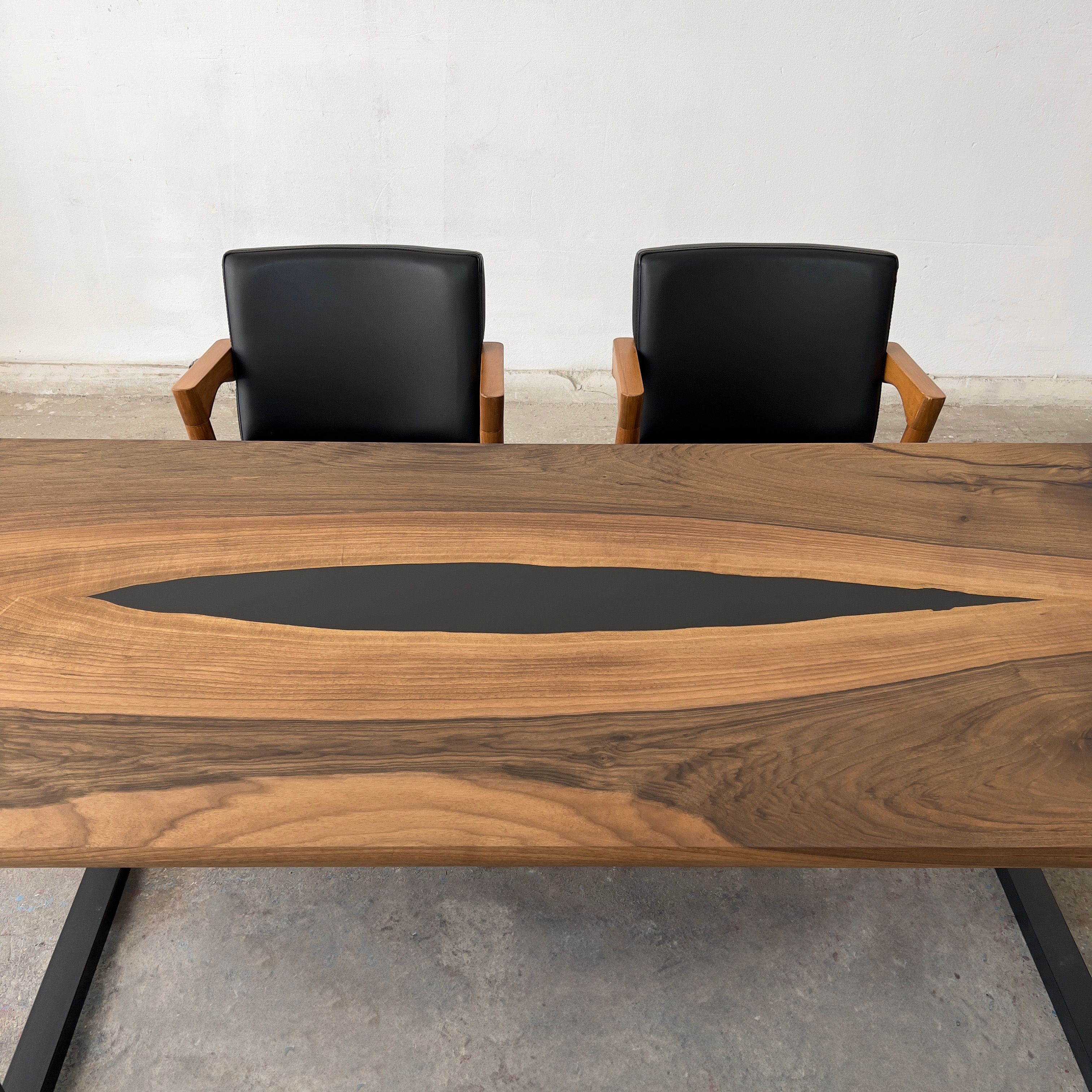 Bookmatched Walnut Black River Epoxy Table | Ouick Ship