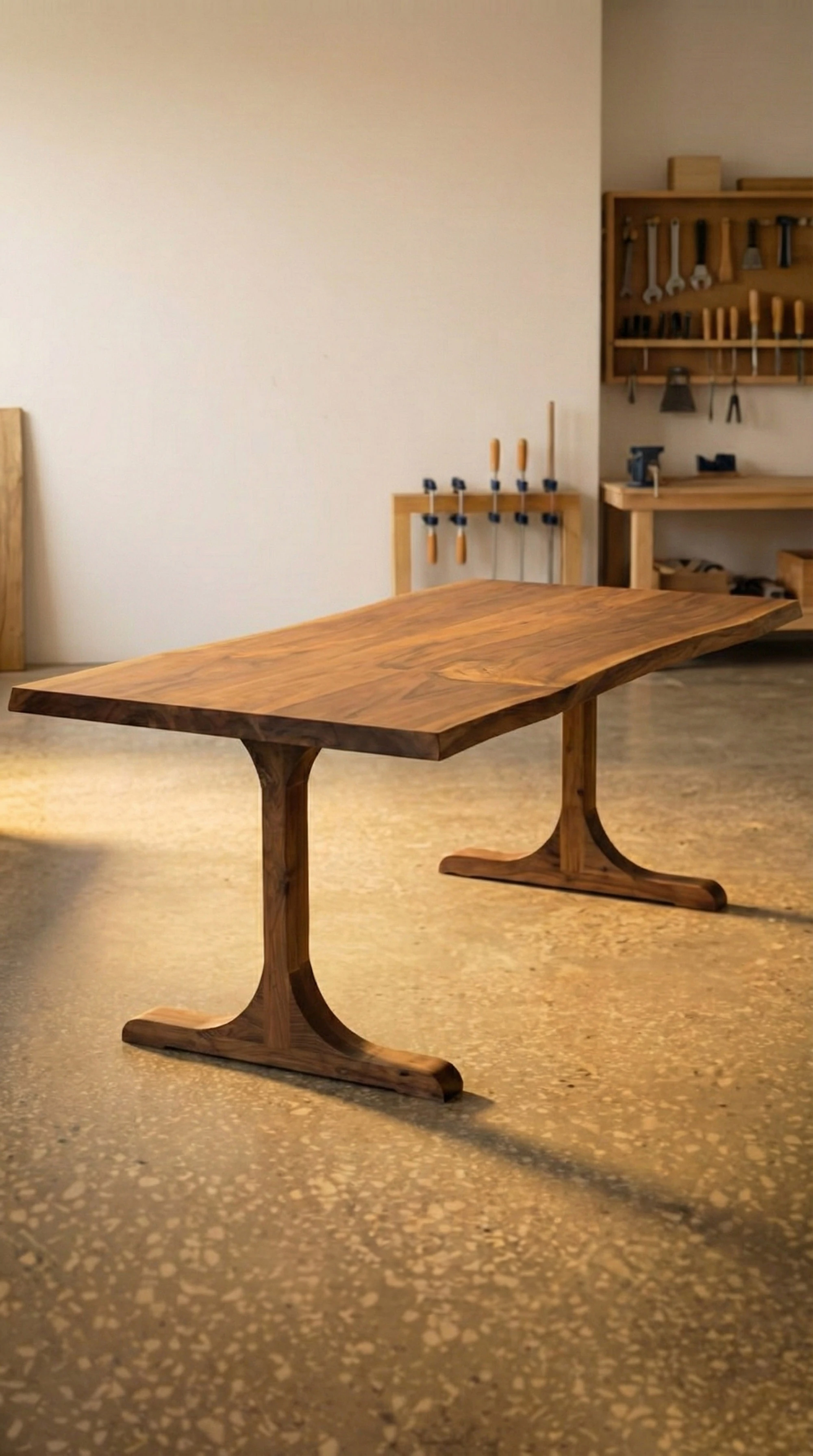Walnut Live Edge Dining Table – Handmade Natural Wooden Table, Modern Rustic Solid Wood Design