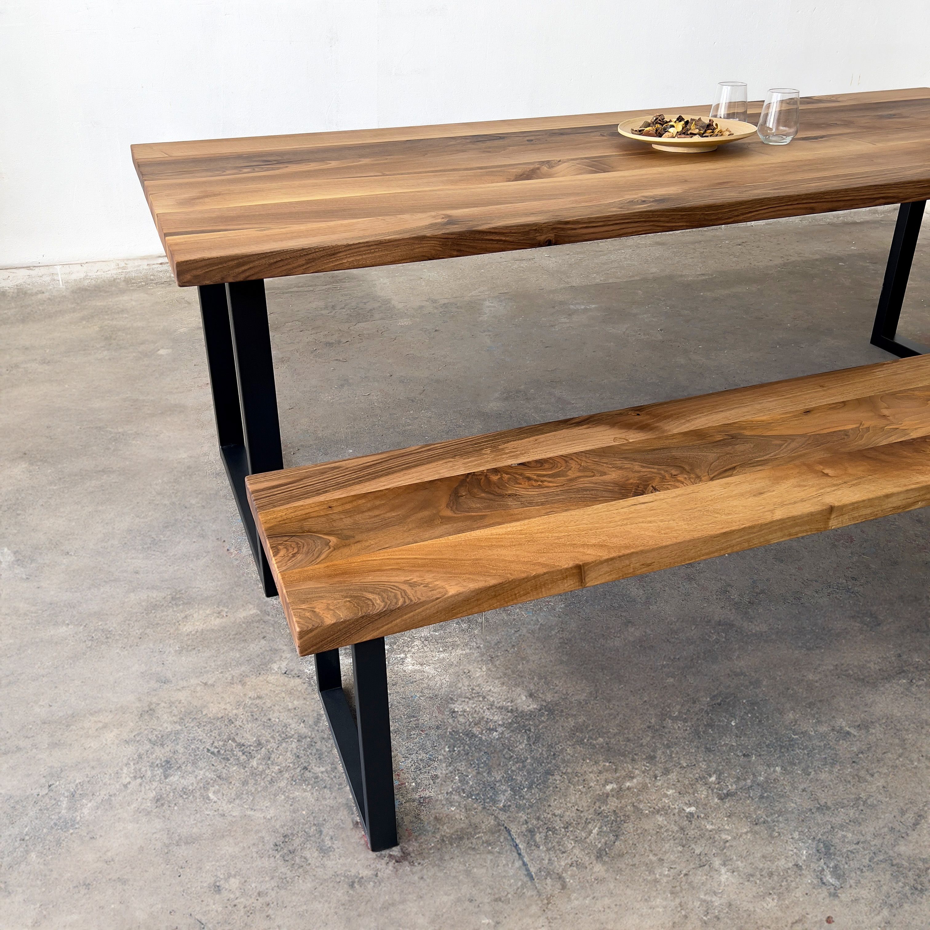 Solid Walnut Table and Matching Bench