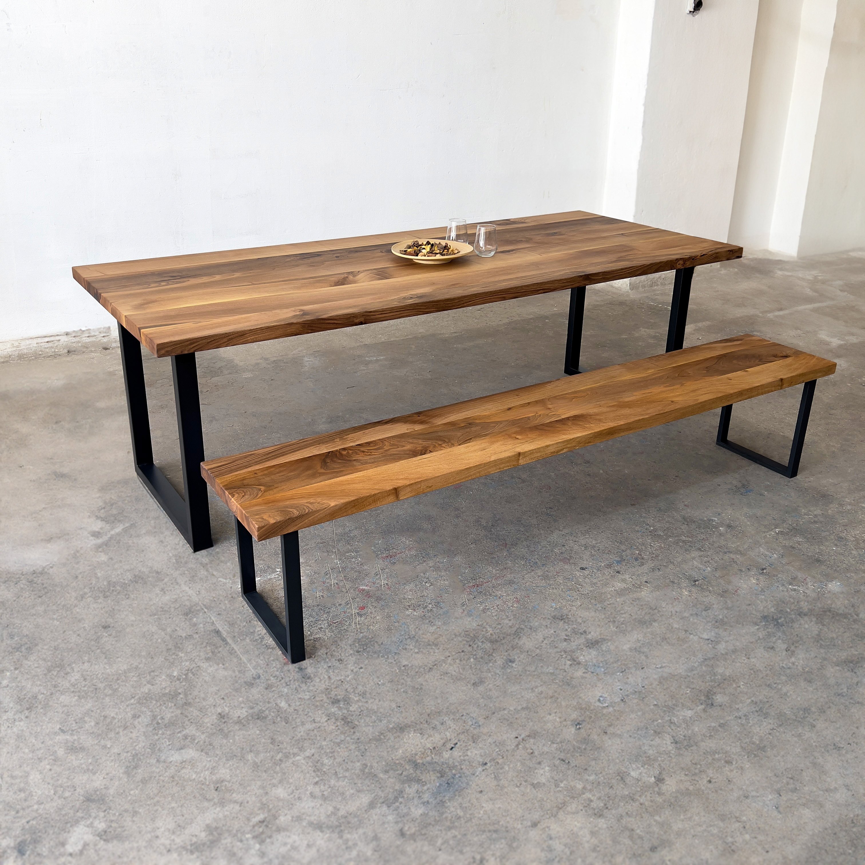 Solid Walnut Table and Matching Bench