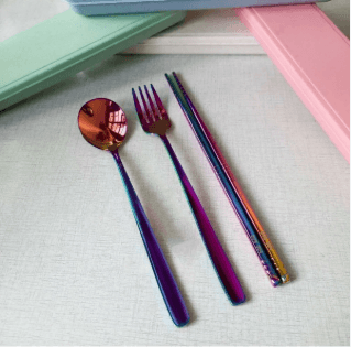Gökkuşağı Paslanmaz Metal Chopstick Kutulu Set 5 Parça