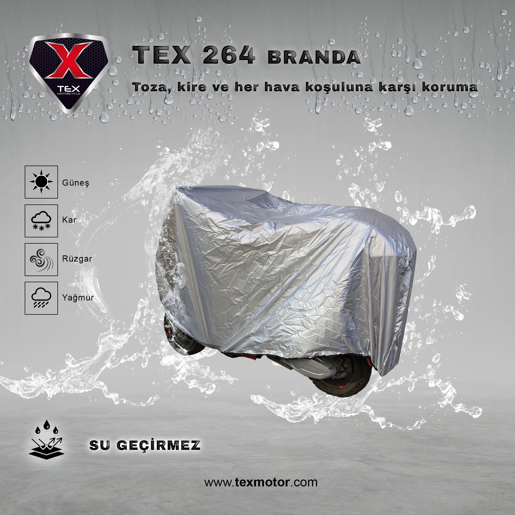 Tex 264 Su Geçirmez Motosiklet Brandası